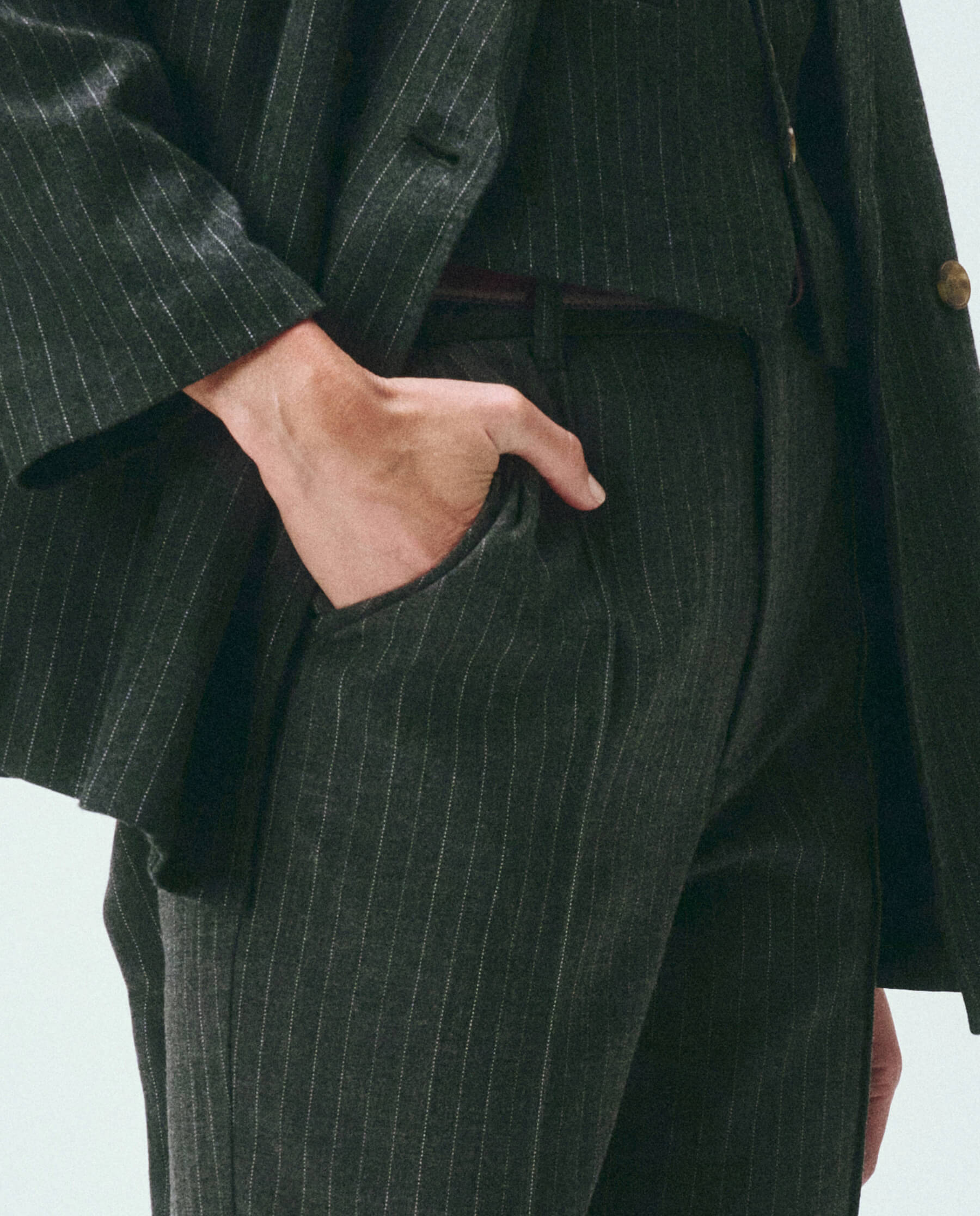 The Bell Trouser. -- Gray Pin Stripe