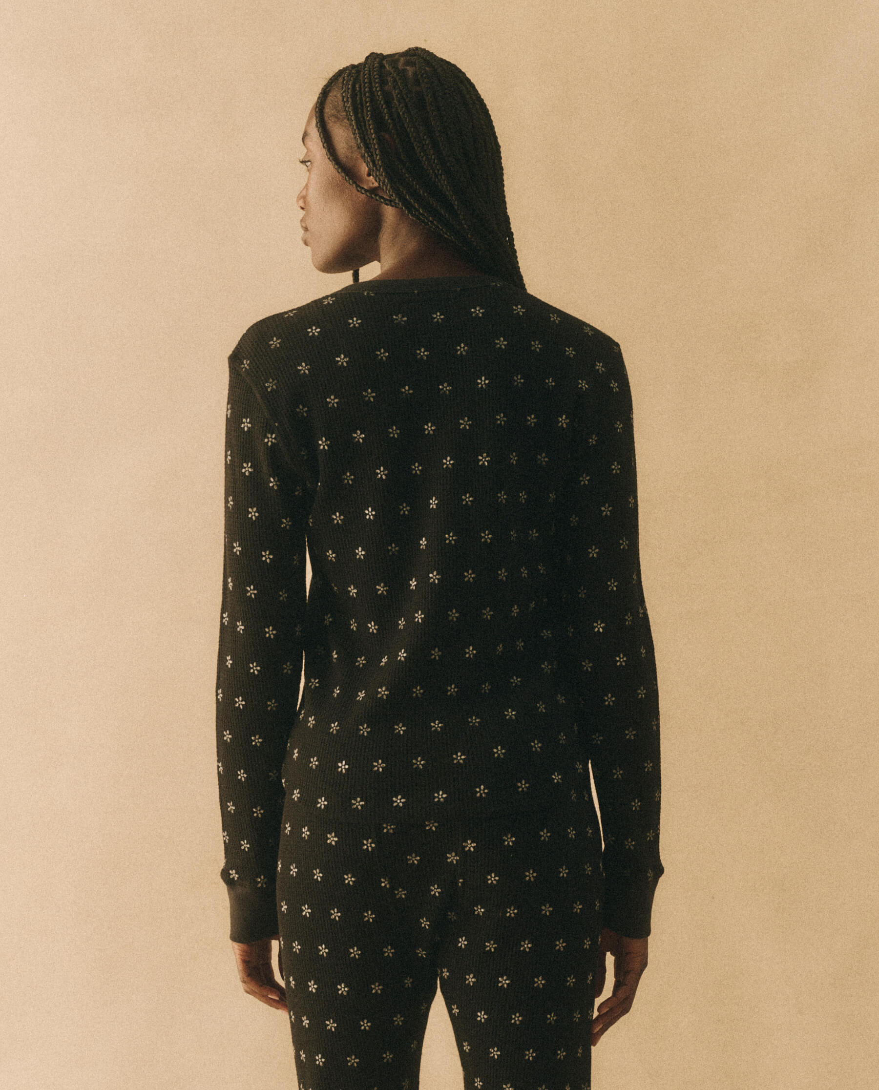 The Waffle Surplus Crew. -- Almost Black with Cream Snow Floral