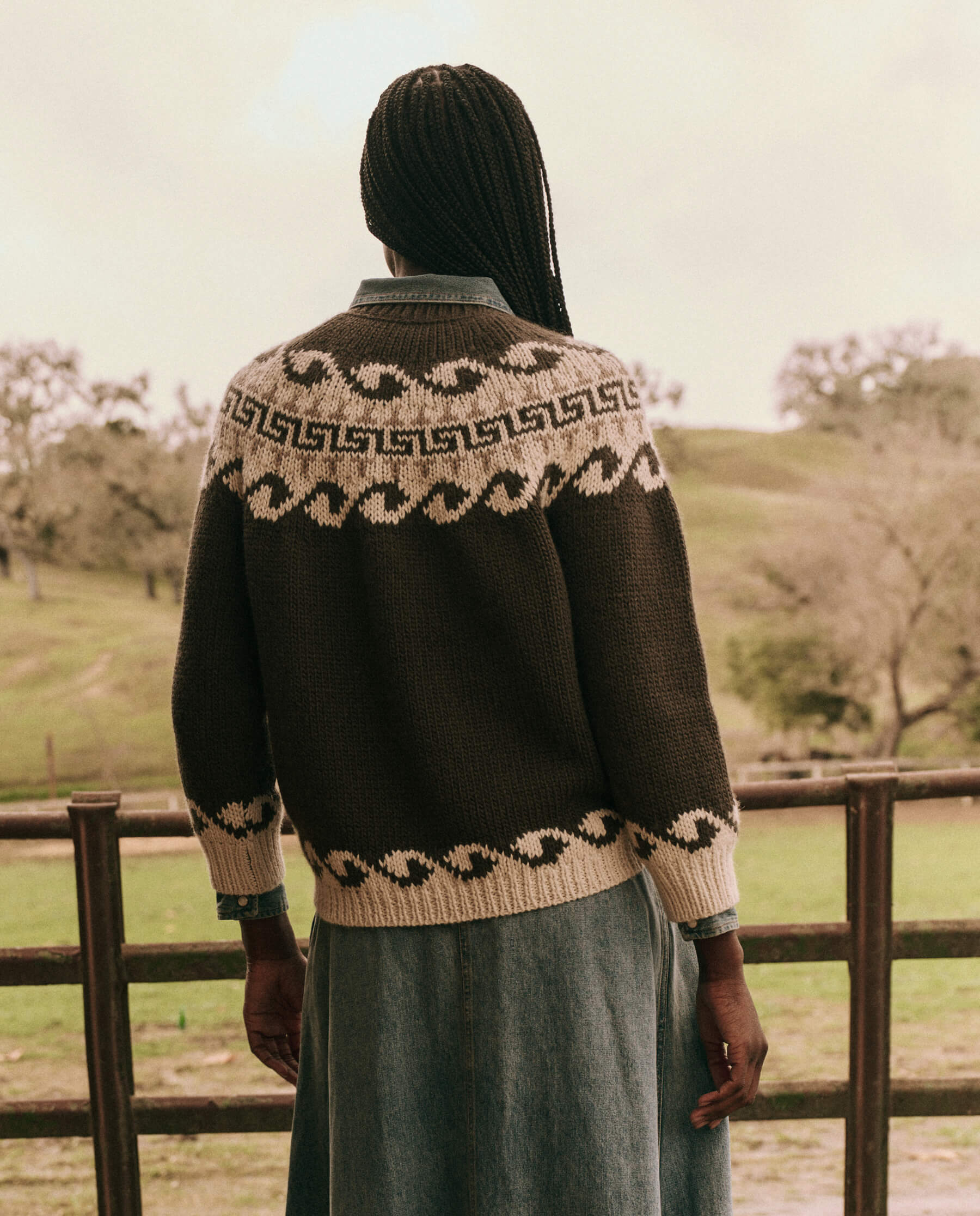 The Greek Key Pullover. -- Driftwood SWEATERS THE GREAT. FALL 24 D2