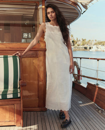 The Scalloped Eyelet Shift Dress. -- White – The Great
