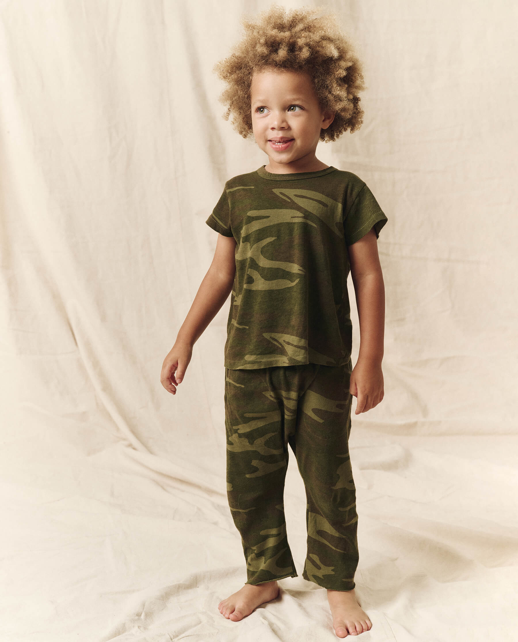 The Little Boxy Crew. Novelty -- Deep Woods Camo TEES THE GREAT. SP24 LITTLE CAMO