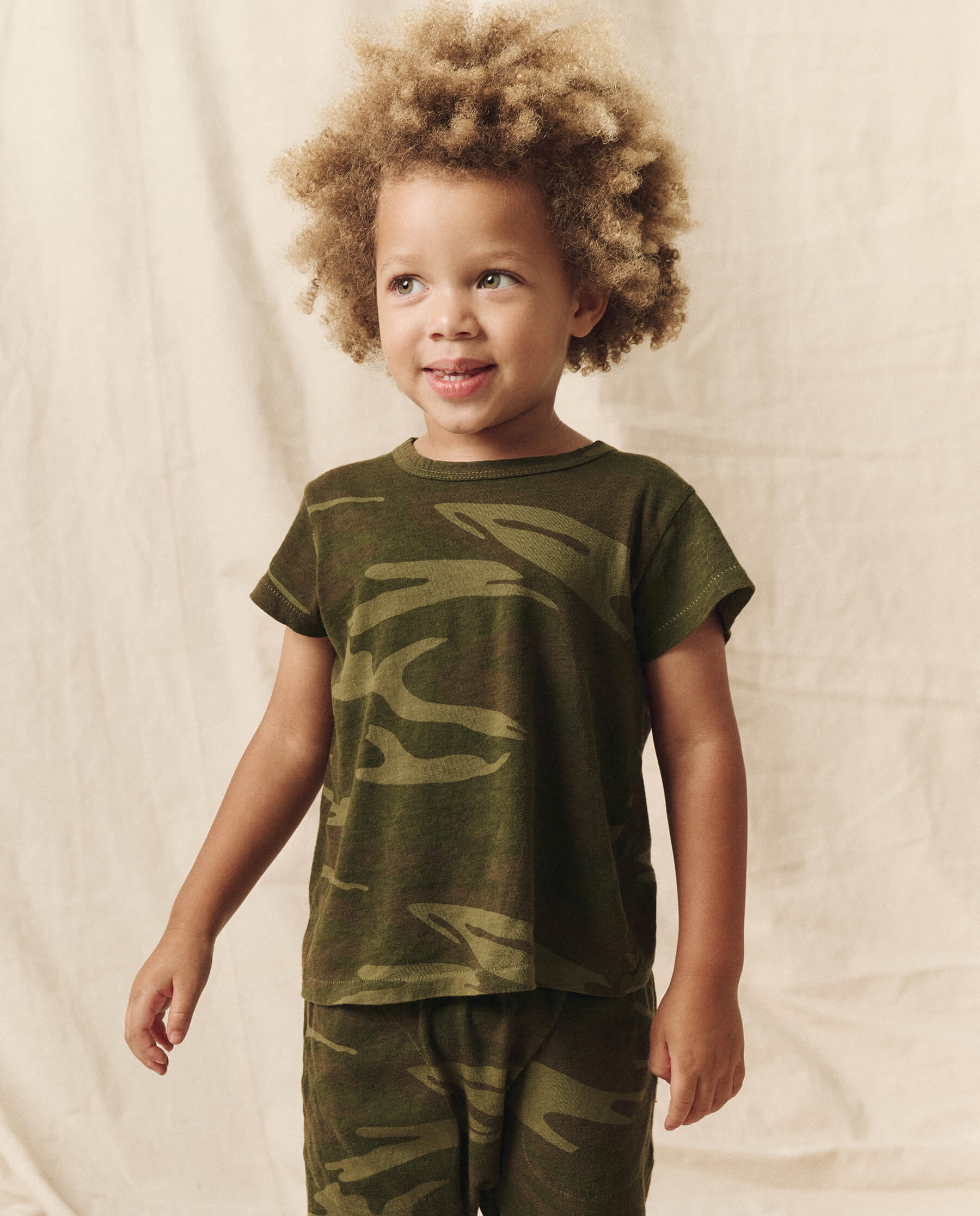 The Little Boxy Crew. Novelty -- Deep Woods Camo TEES THE GREAT. SP24 LITTLE CAMO