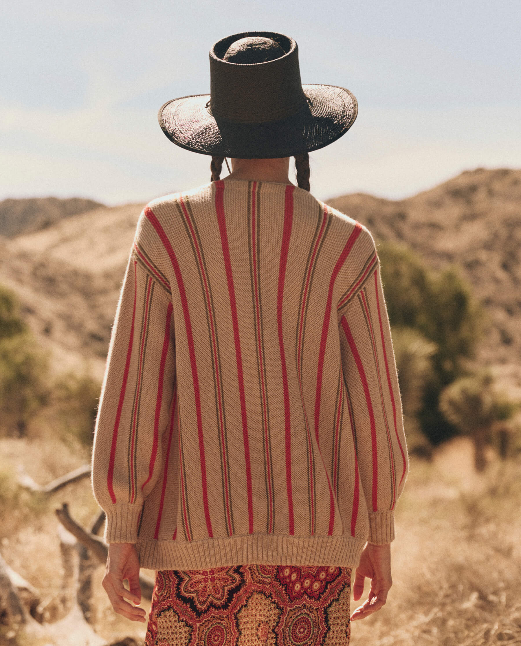 The Everett Cardigan. -- Oatmeal Heritage Stripe SWEATERS THE GREAT. PF24