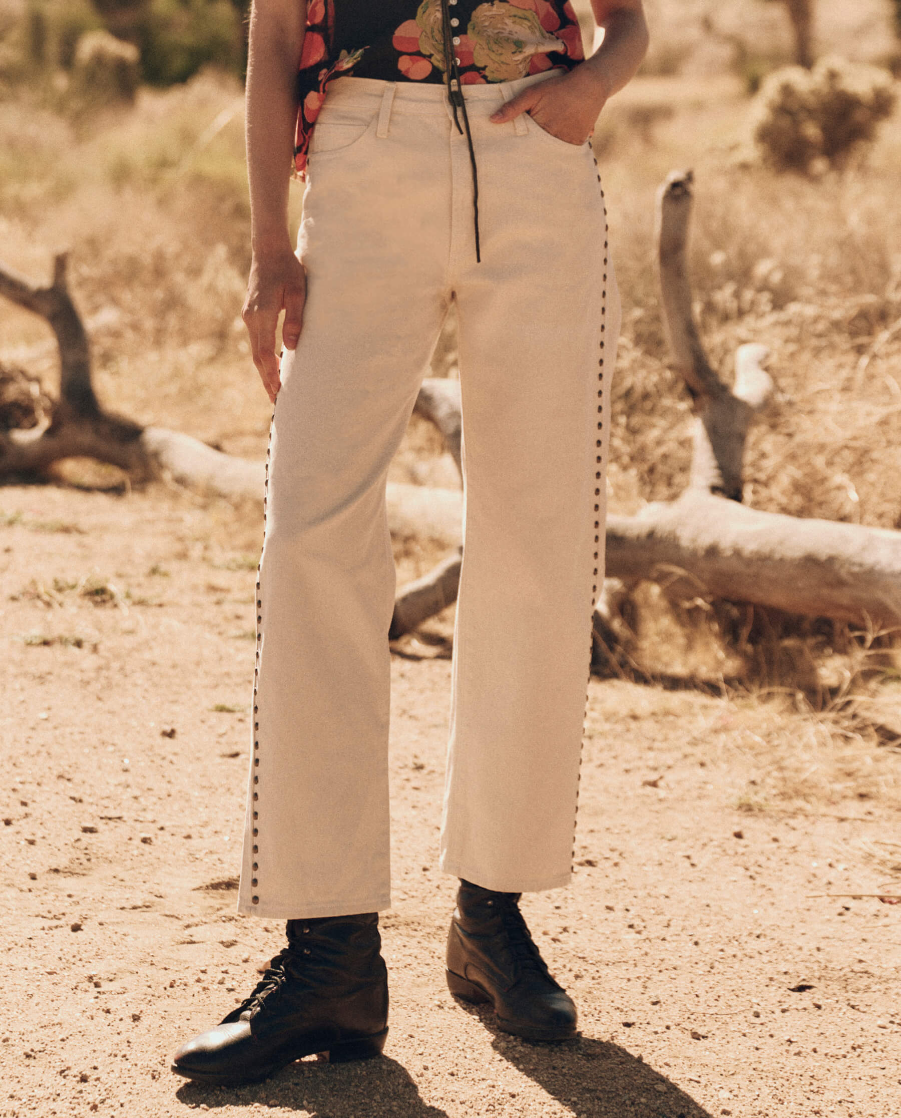 The Studded Billy Jean. -- Natural DENIM BOTTOMS THE GREAT. PF24