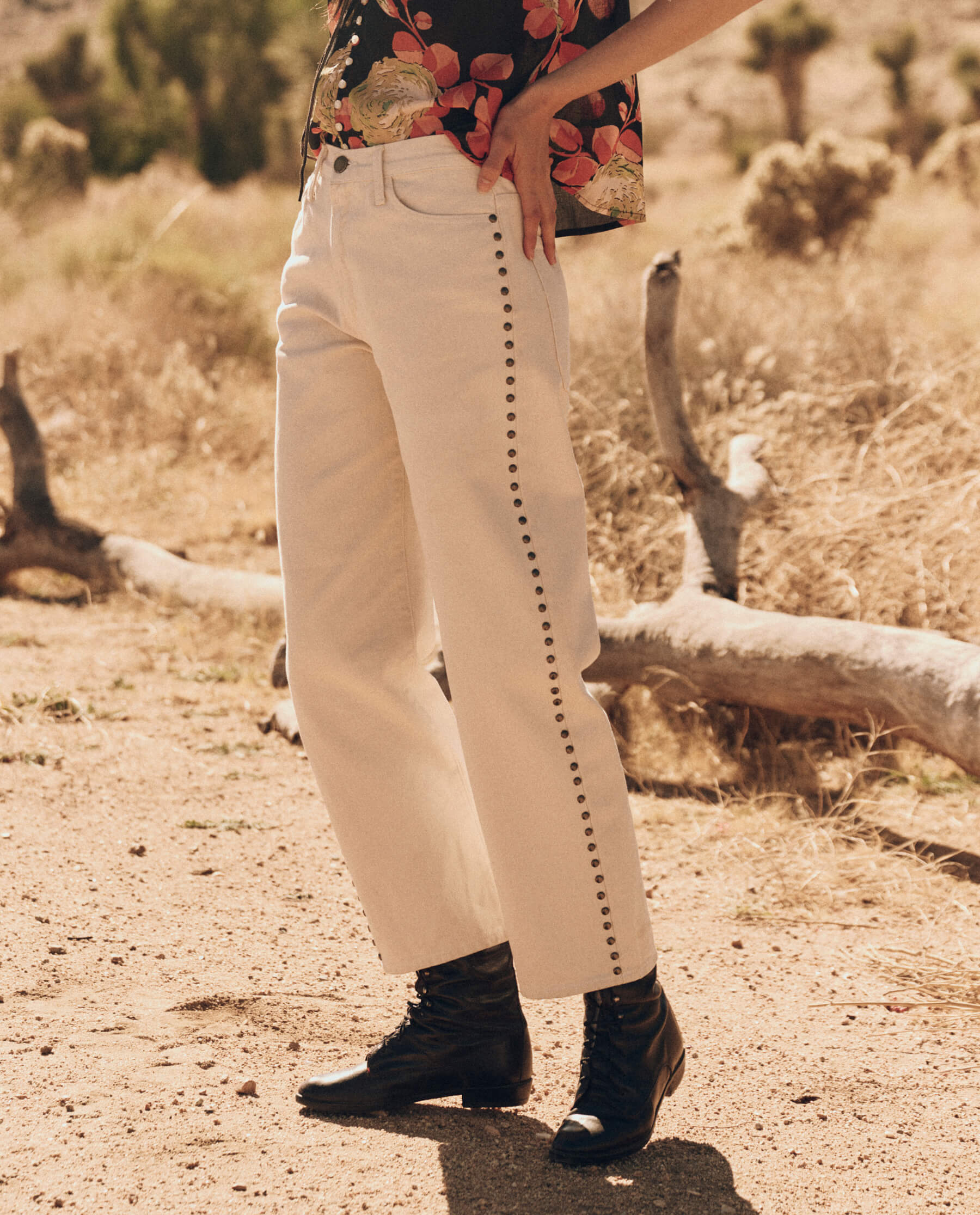 The Studded Billy Jean. -- Natural DENIM BOTTOMS THE GREAT. PF24