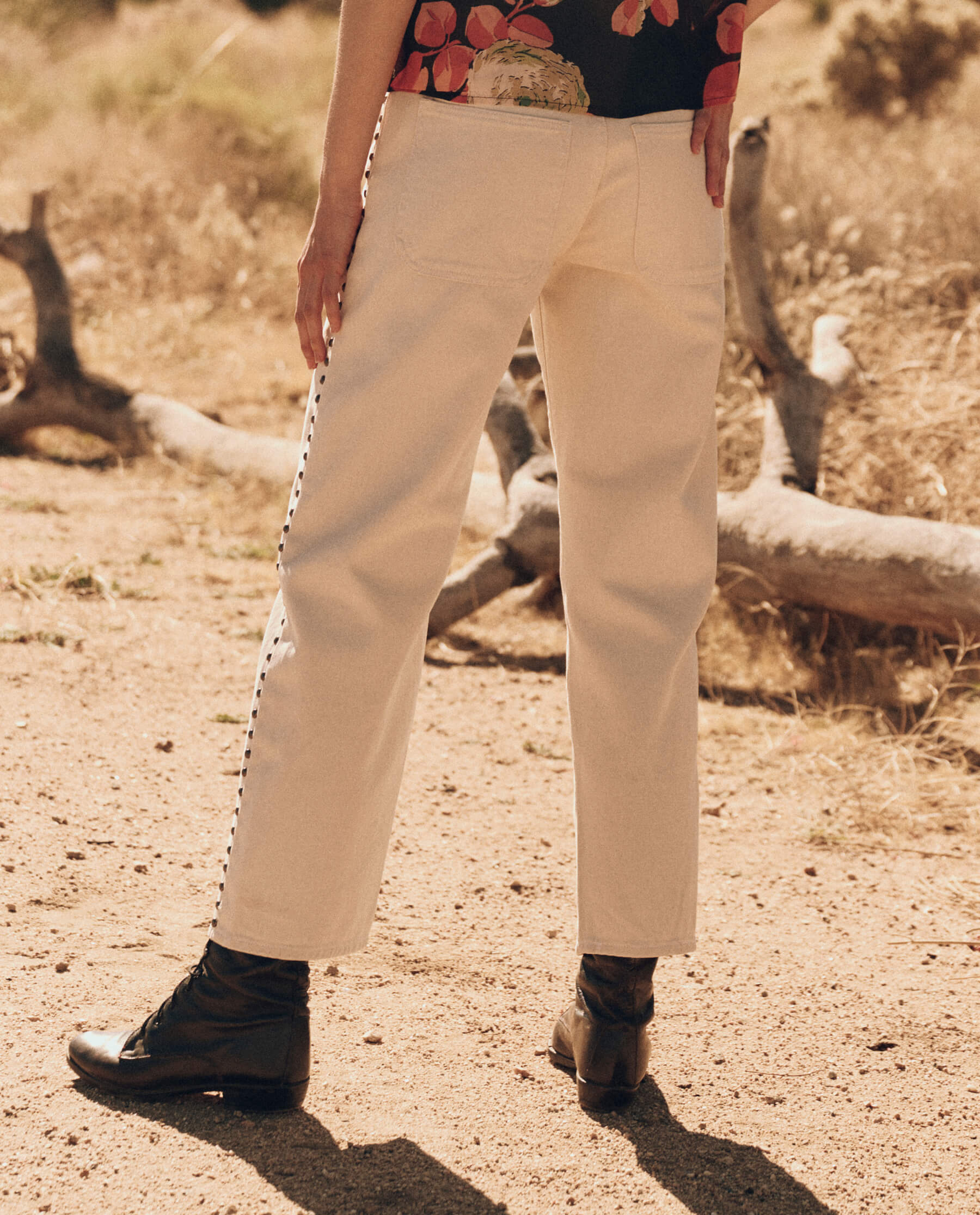 The Studded Billy Jean. -- Natural DENIM BOTTOMS THE GREAT. PF24