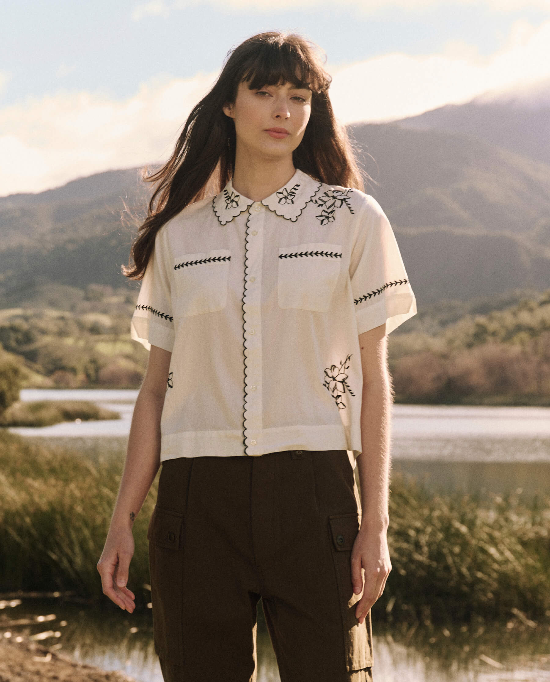 The Bowling Shirt with Hanky Embroidered. -- Cream SHIRTS THE GREAT. FALL 24 D1