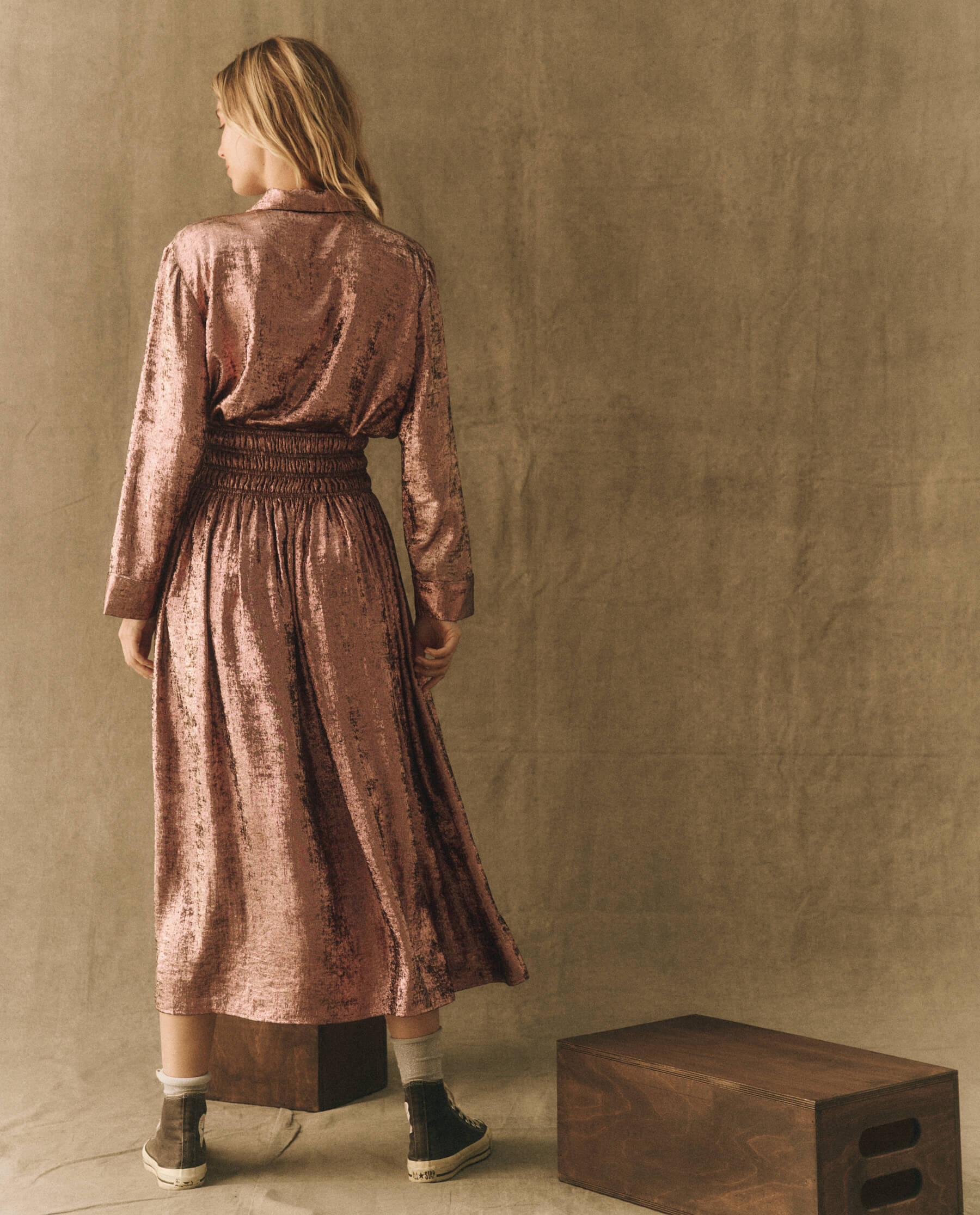 The Viola Skirt. -- Rose Gold SKIRTS THE GREAT. HOL 23 METALLICS SALE