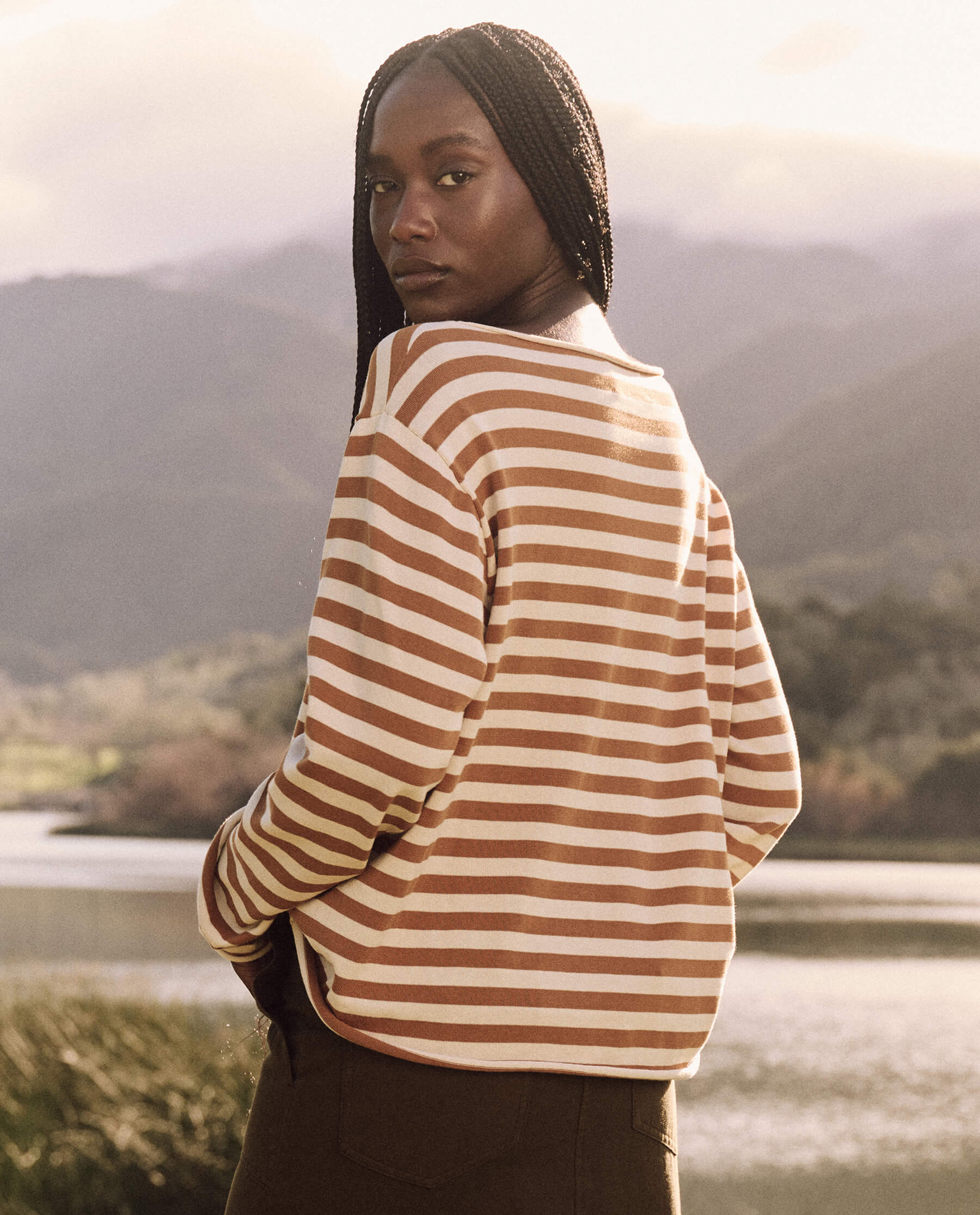 The Sailor Sweater. -- Camel Stripe SWEATERS THE GREAT. FALL 24 COLLECTORS