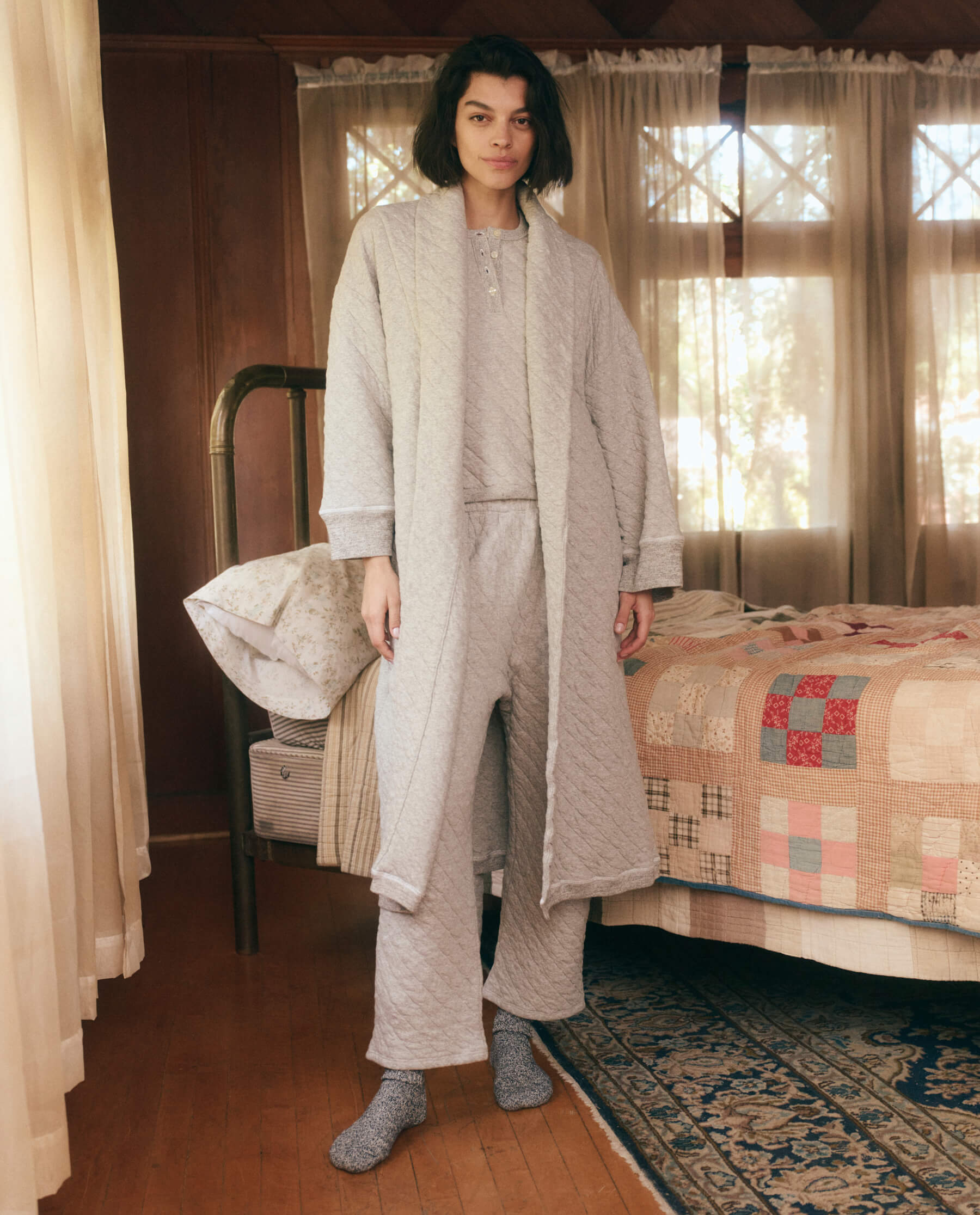 The Quilted Robe. -- Heather Grey