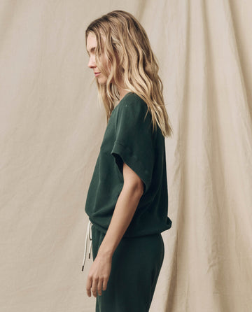 The Wedge Sweatshirt. Solid -- Deep Sea Green SWEATSHIRTS THE GREAT. SU24 KNITS