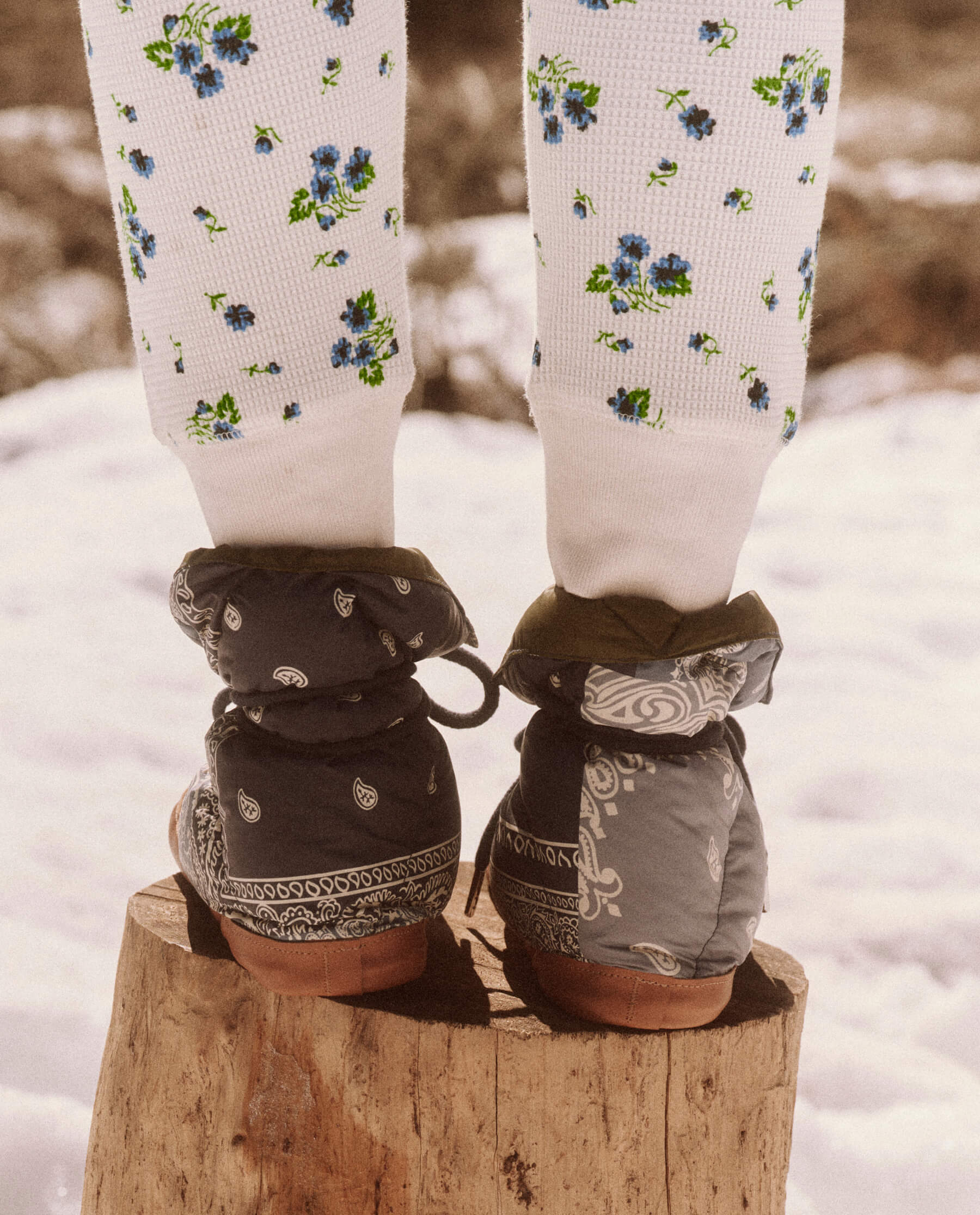 The Down Quilted Puffer Slipper. -- Patchwork Bandana and Evergreen