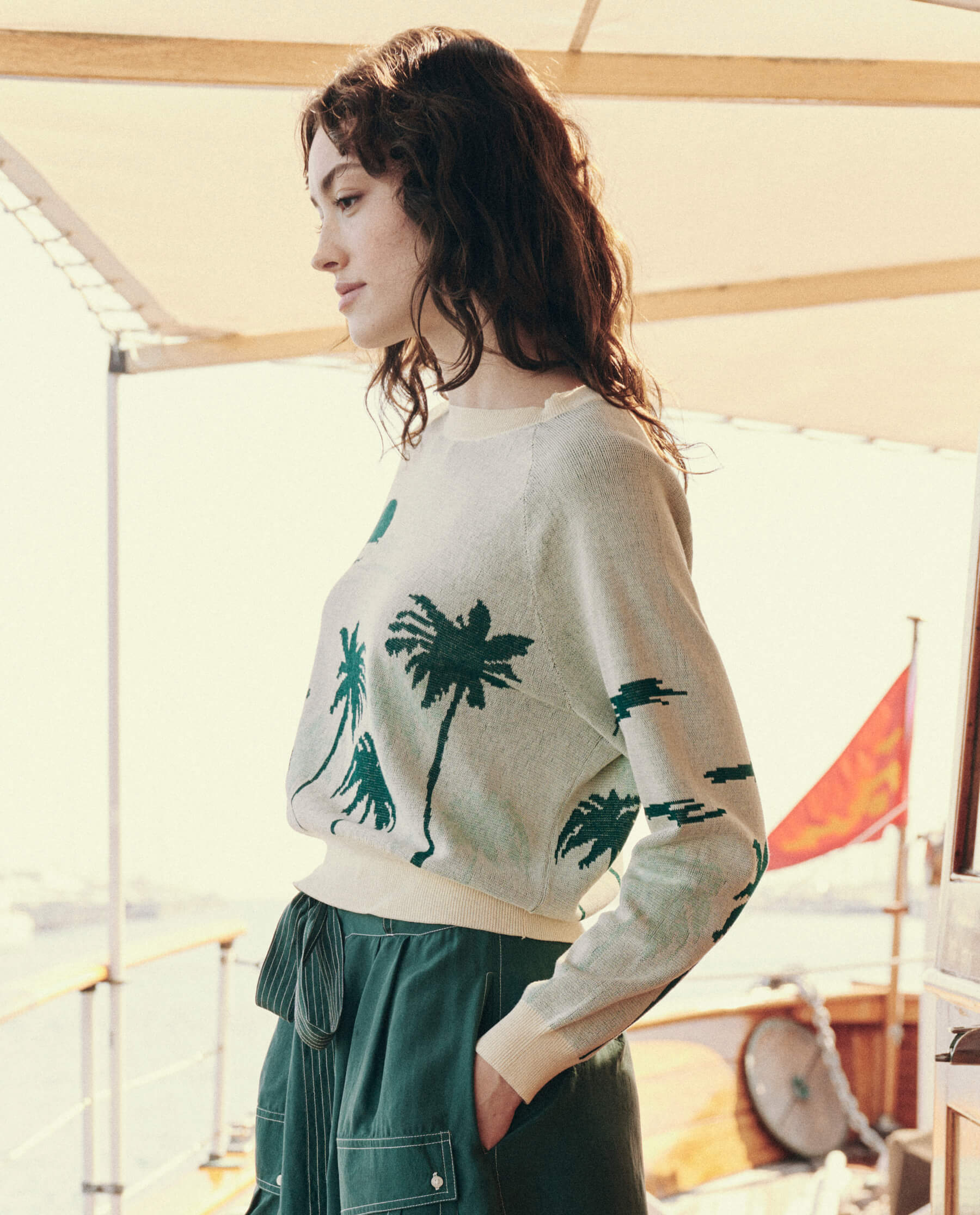 The Palm Pullover. -- Sea Green SWEATERS THE GREAT. SU24