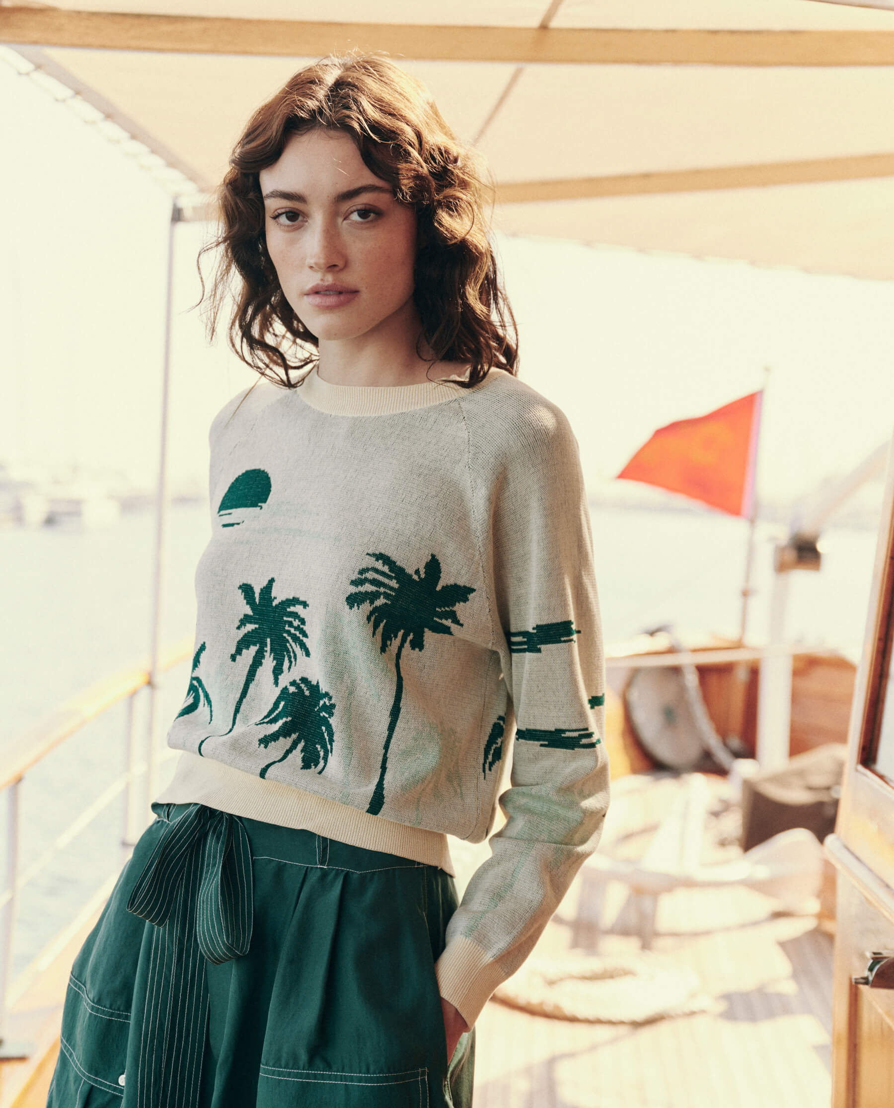 The Palm Pullover. -- Sea Green SWEATERS THE GREAT. SU24