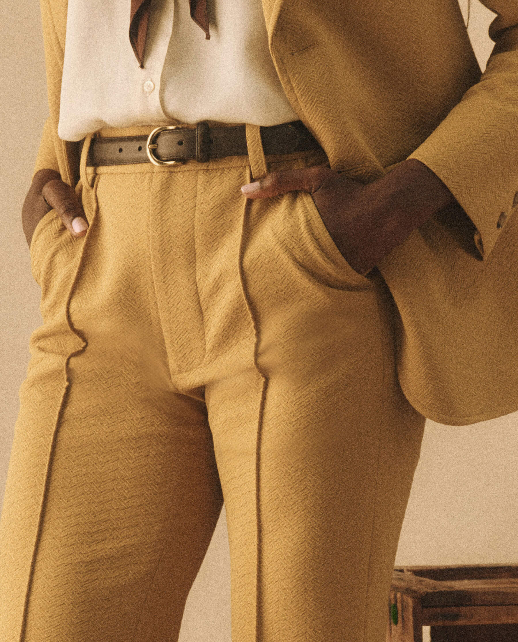 The Geo Jacquard Prim Trouser. -- Gold Leaf TWILL BOTTOM THE GREAT. HOL 23 D1 SALE