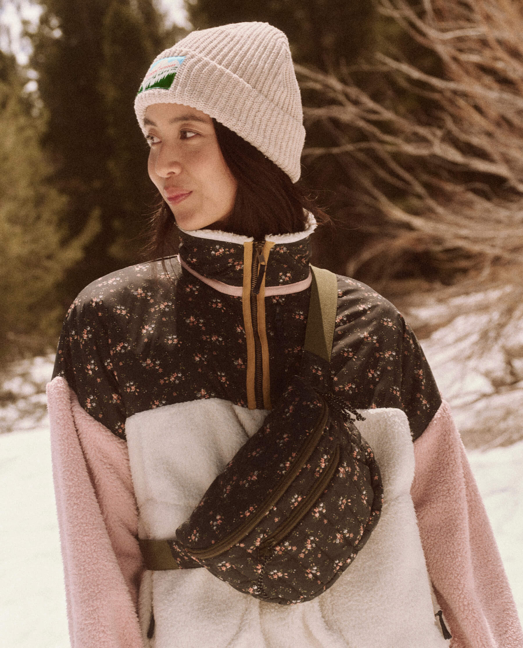 The Down Quilted Puffer Hip Pack. -- Wilderness Floral BAGS THE GREAT. FALL 23 TGO SALE