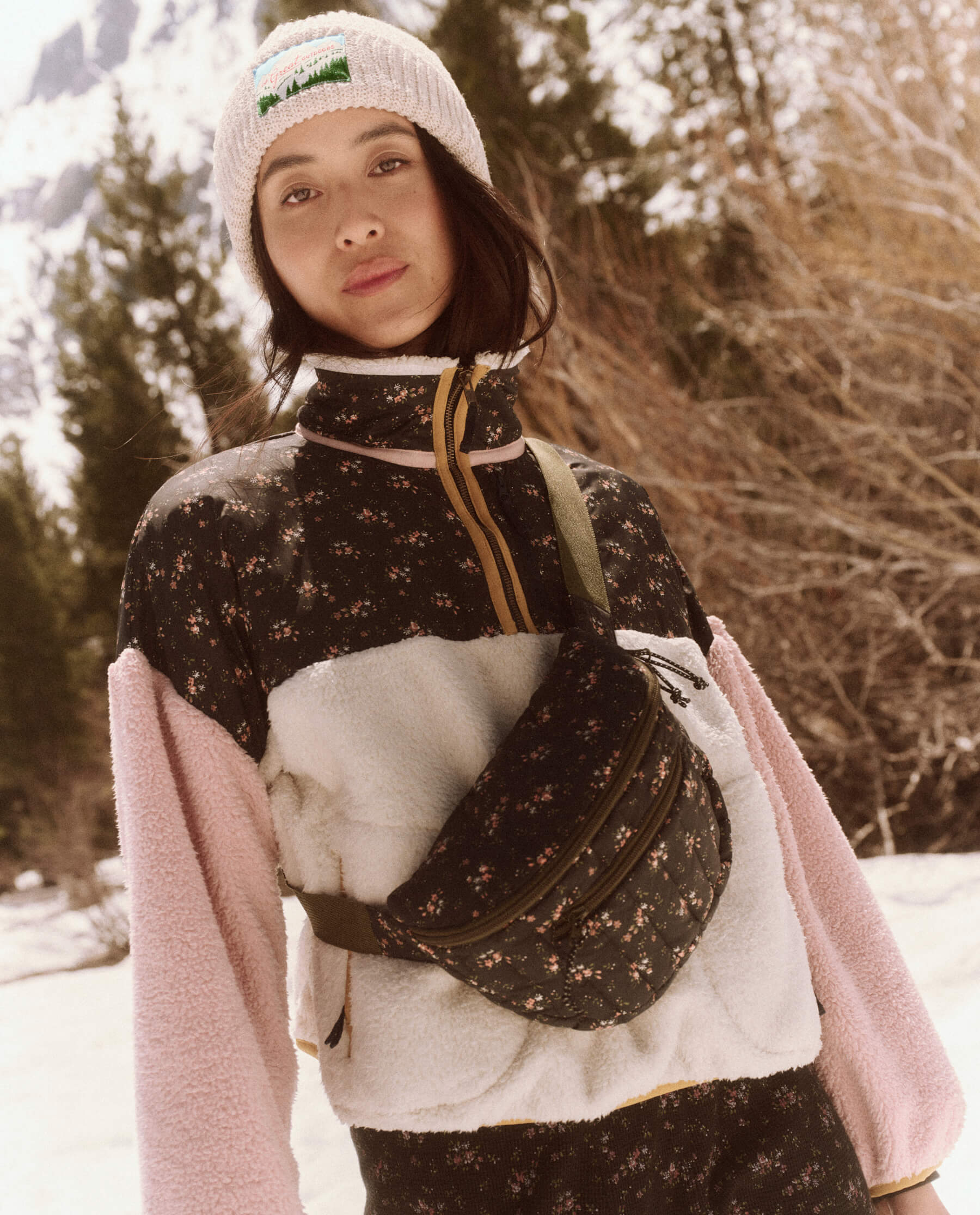 The Down Quilted Puffer Hip Pack. -- Wilderness Floral BAGS THE GREAT. FALL 23 TGO SALE