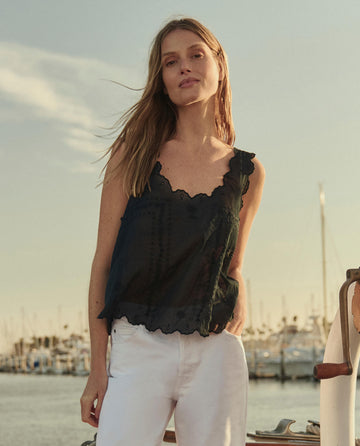 The Scalloped Eyelet Tank. -- Black – The Great.