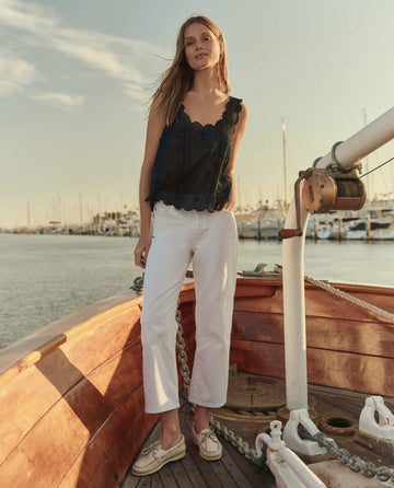 The Scalloped Eyelet Tank. -- Black – The Great.