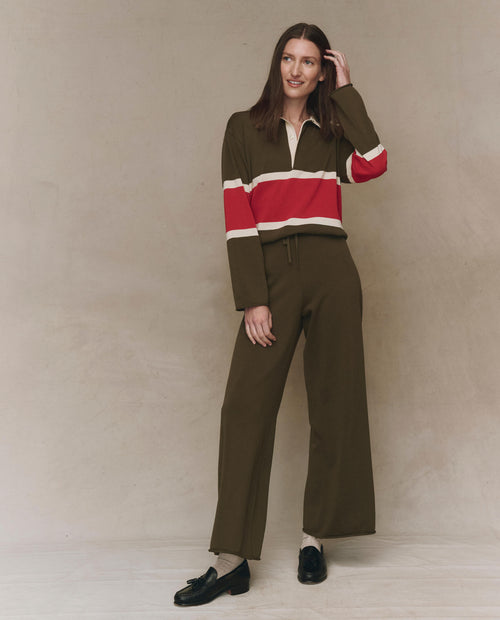 The Rugby Sweater. Novelty -- Army with Hot Red Stripe
