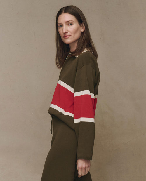 The Rugby Sweater. Novelty -- Army with Hot Red Stripe