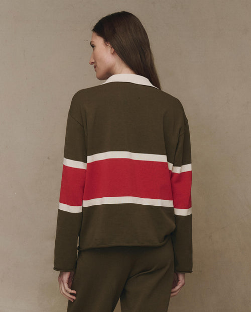 The Rugby Sweater. Novelty -- Army with Hot Red Stripe