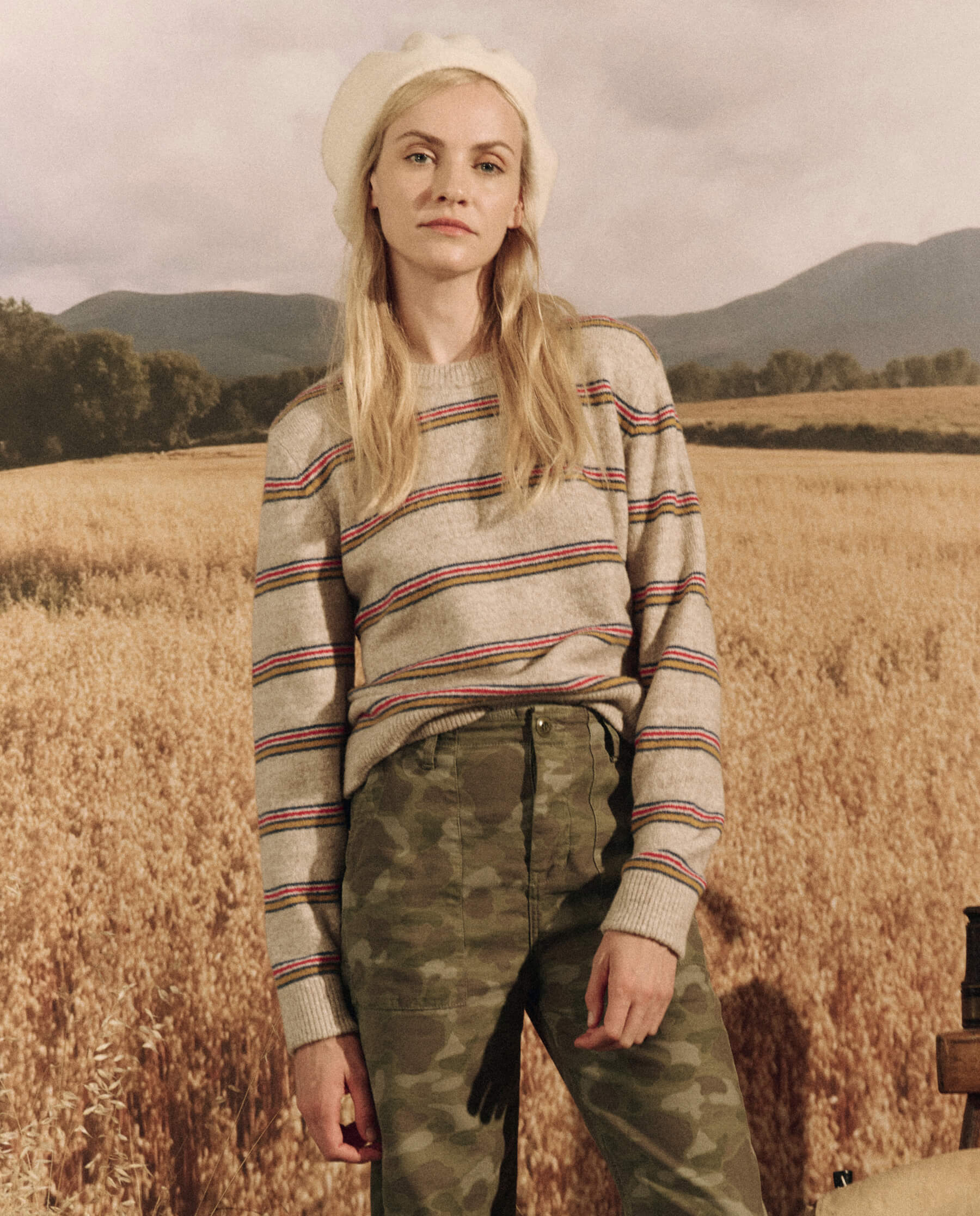 The Shrunken Pullover. -- Waterfront Stripe SWEATERS THE GREAT. SP24 D1