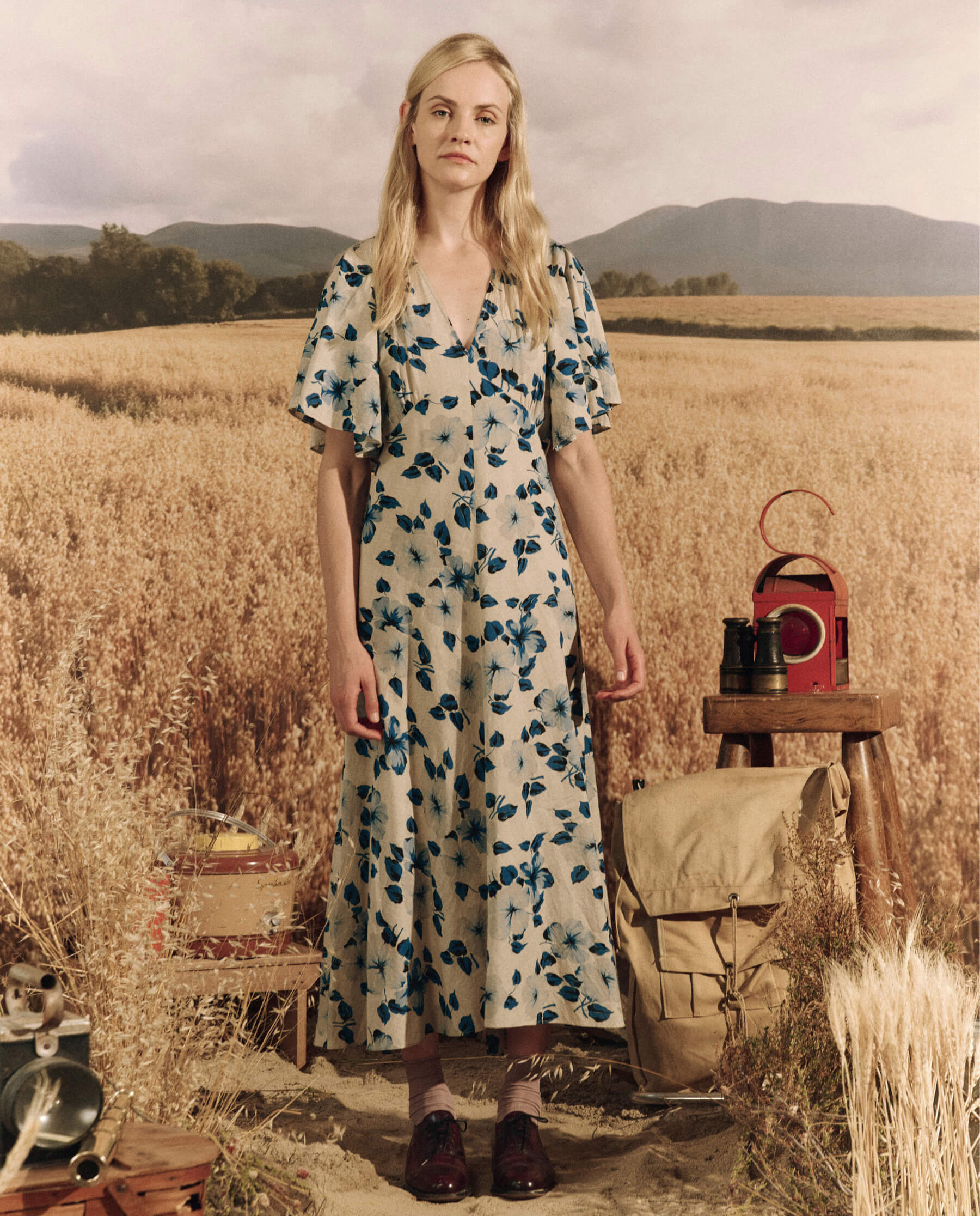 The Crescent Dress. -- Deep Meadow Floral