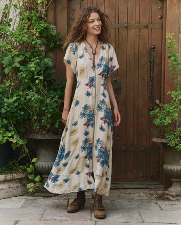 Blue & Yellow Floral Laurel Dress by The Great - Ambiance Boutique 1 / Sungold Floral Blue & Yellow Floral Laurel Dress by The Great - Ambiance Boutique 1 / Sungold Floral
