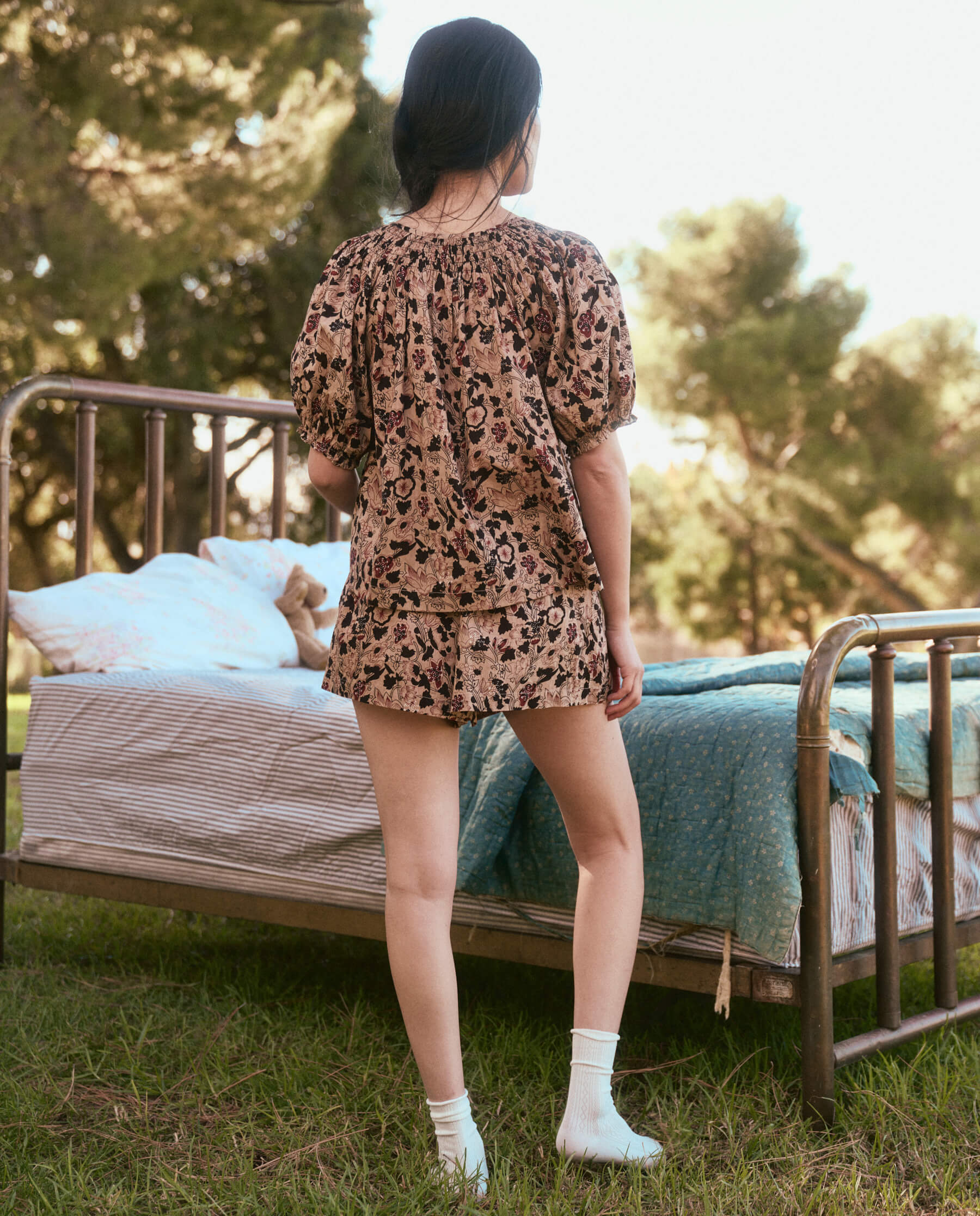 The Smocked Sleep Short. -- Canyon Floral