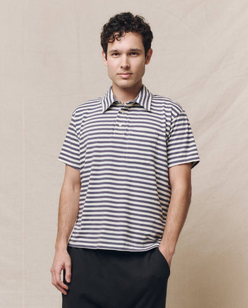 The Men's Lacrosse Polo. -- Vintage Blue Stripe – The Great.
