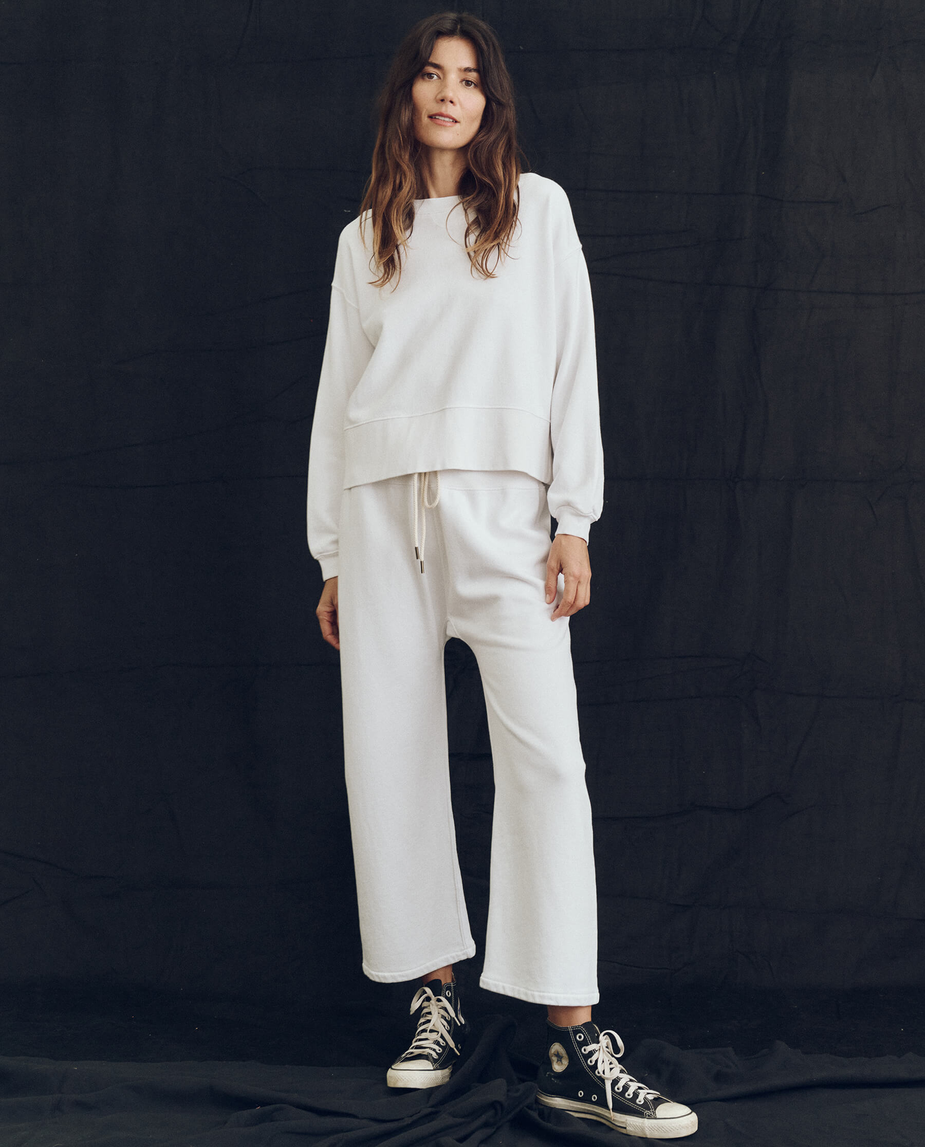The Relay Sweatpant. Solid -- True White SWEATPANTS THE GREAT. PS24 LOFTY KNITS