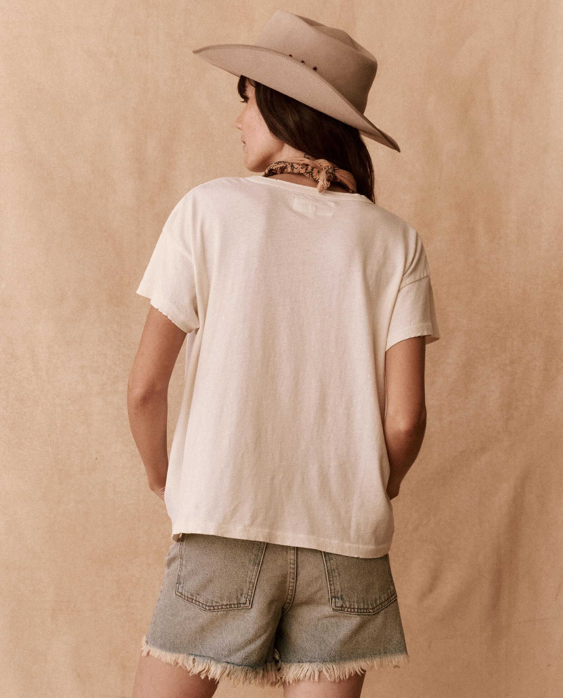 The Boxy Crew. Graphic -- Washed White with Spice Horse Embroidery