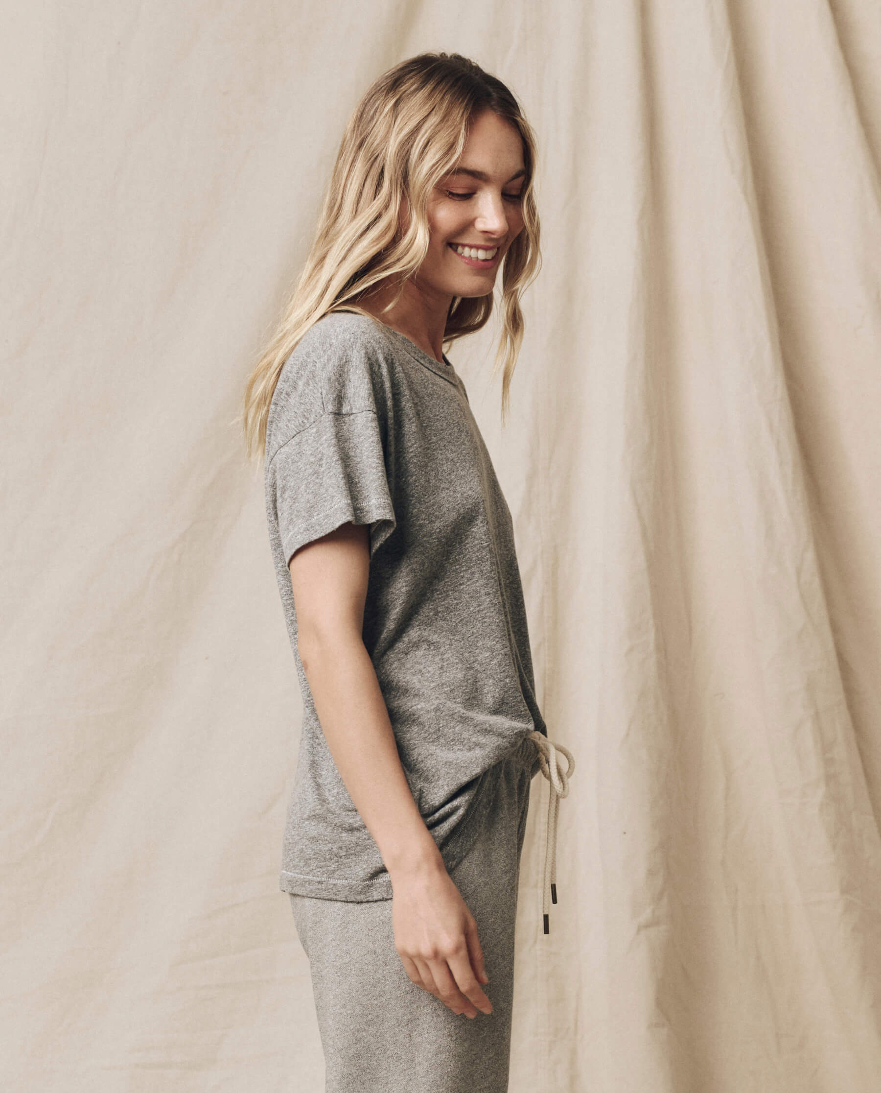 Caio Boxy Tee - Heather Grey Green