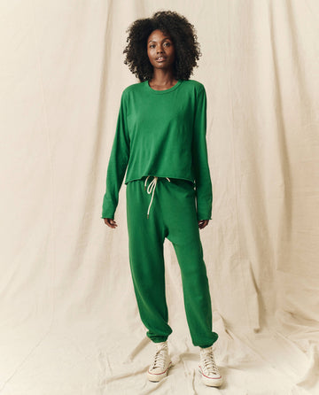 The Long Sleeve Crop Tee. Solid -- Holly Leaf TEES THE GREAT. HOL 23 KNITS