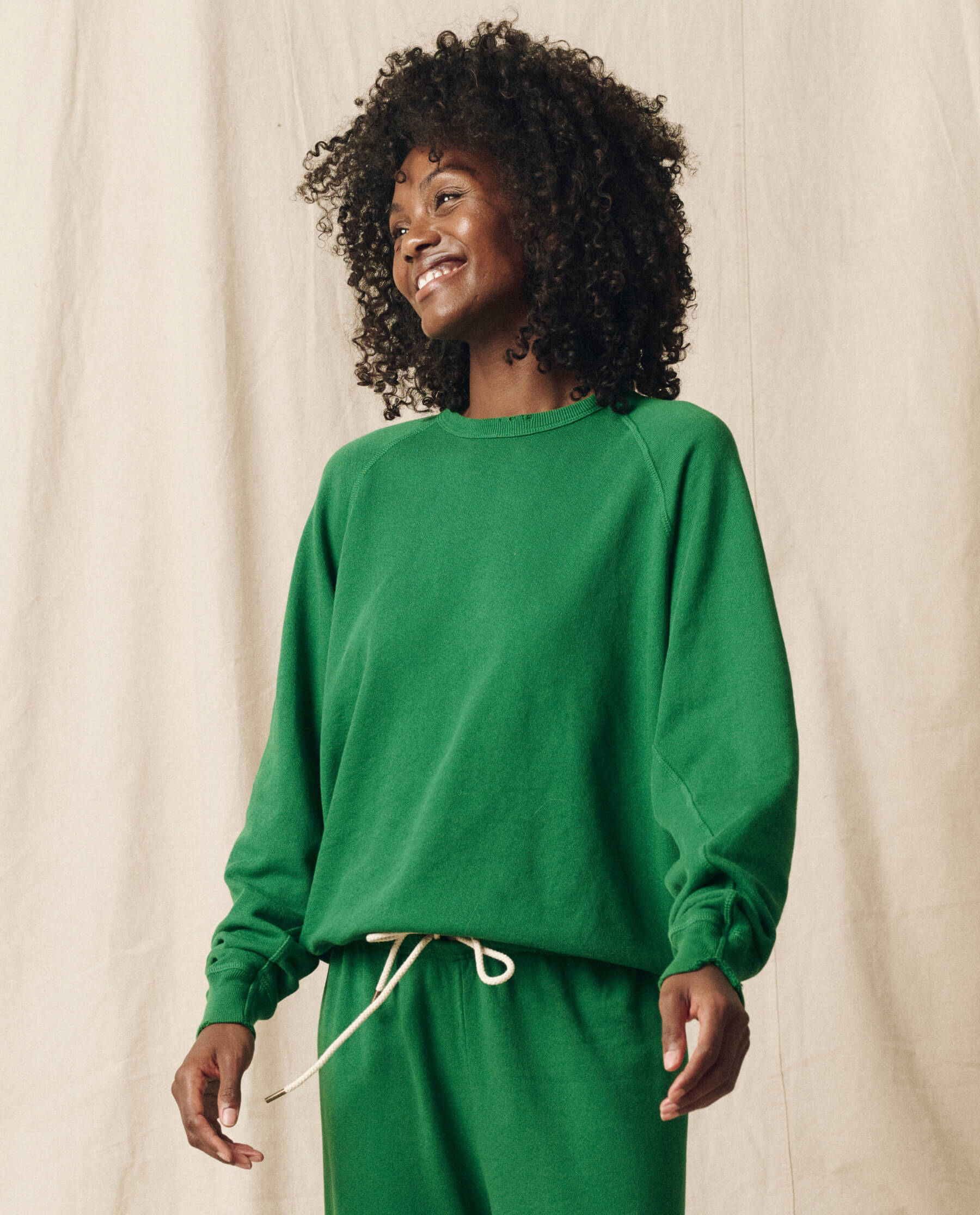The College Sweatshirt. Solid -- Holly Leaf SWEATSHIRTS THE GREAT. HOL 23 KNITS