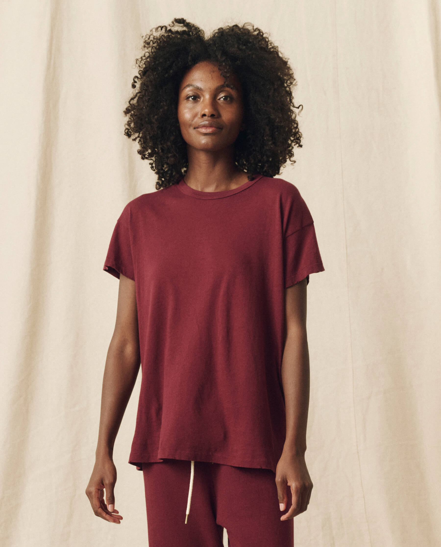 The Boxy Crew. Solid -- Mulled Wine TEES THE GREAT. HOL 23 KNITS