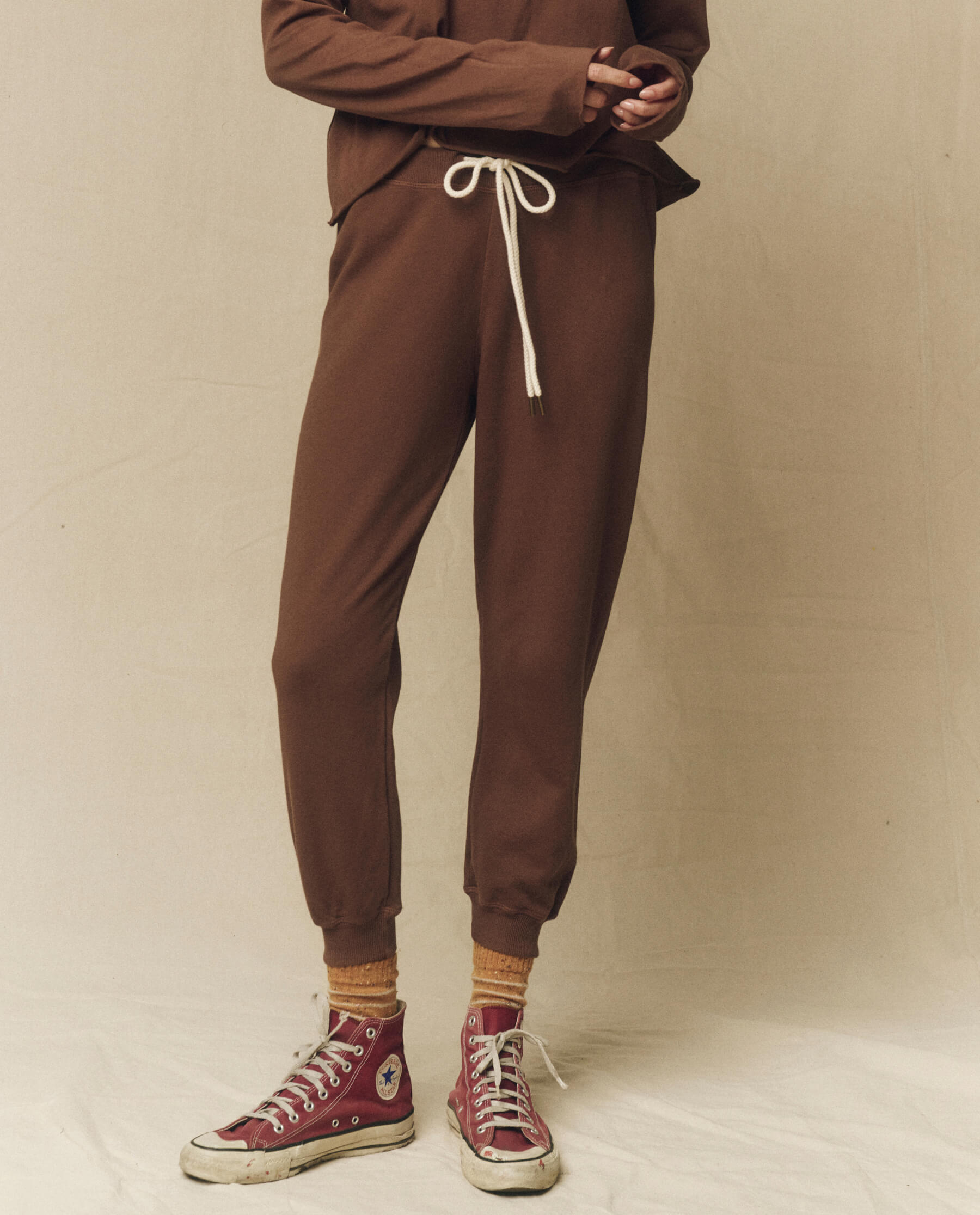 The Cropped Sweatpant. Solid -- Hickory