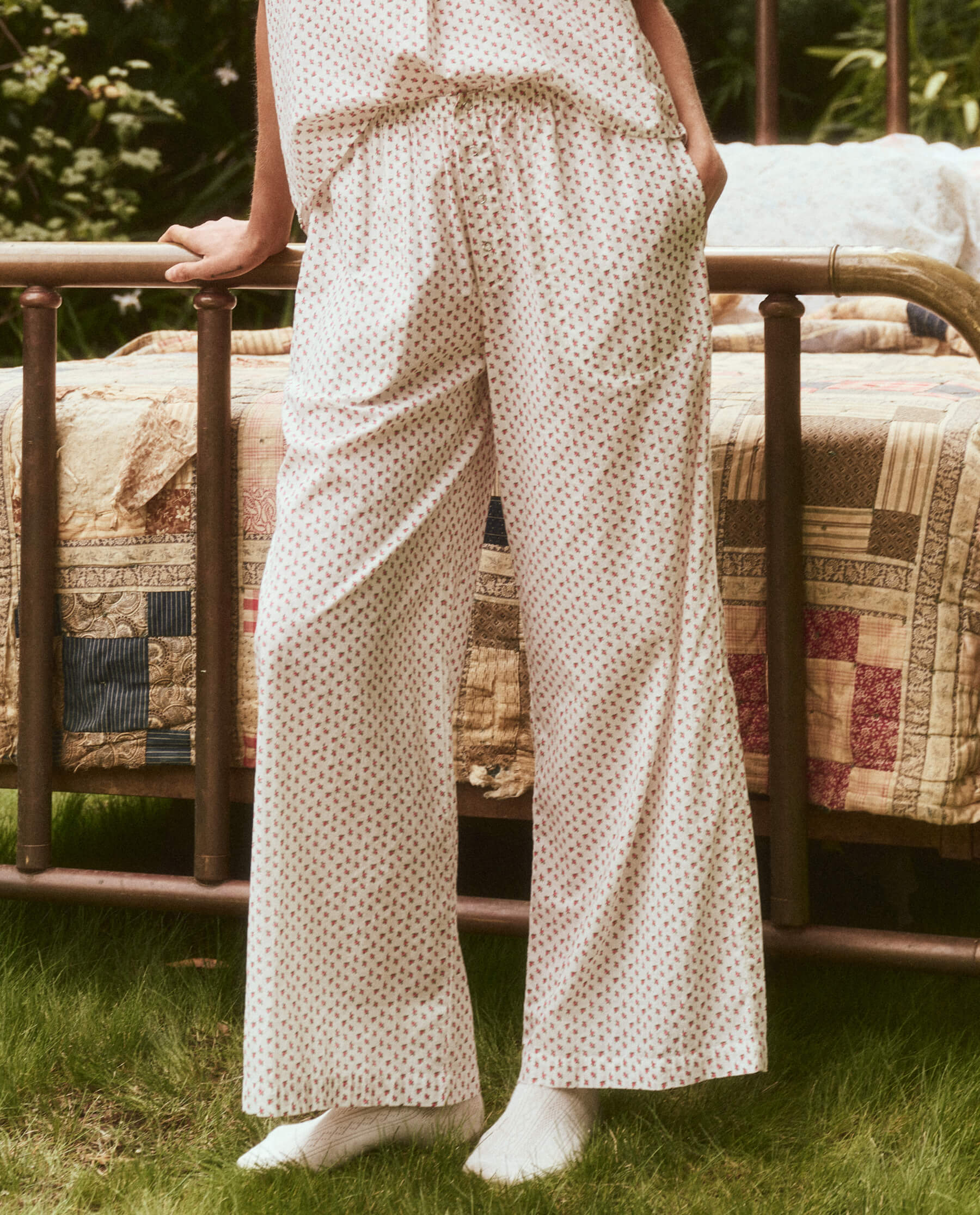 The Long Pajama Pant. -- Calico Rose Print
