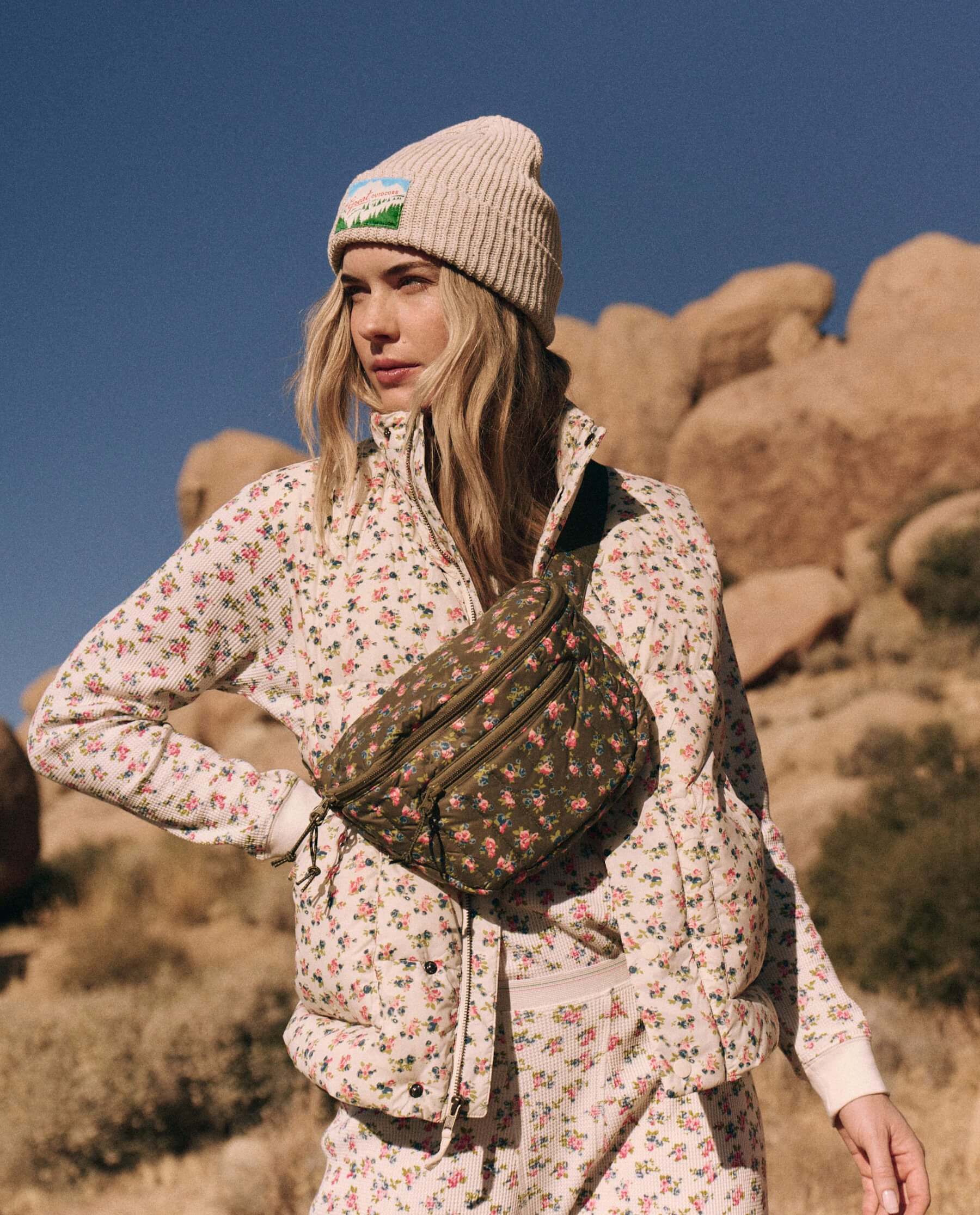 The Down Quilted Puffer Hip Pack. -- Cypress Basin Floral BAGS THE GREAT. PS24 TGO SALE
