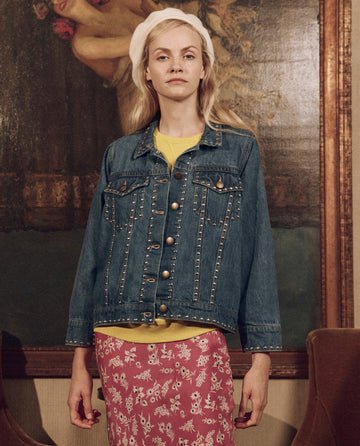 The Studded Denim Jacket. Electric Blue Wash The Great
