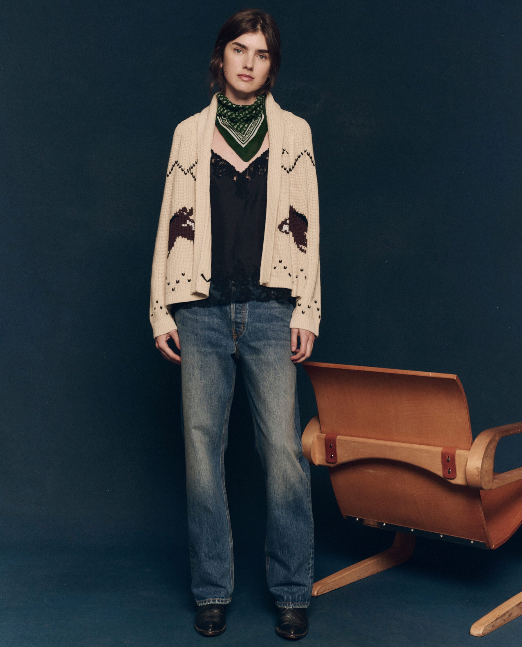 The Horse Lodge Cardigan. -- Cream SWEATERS THE GREAT. FALL 24 COLLECTORS