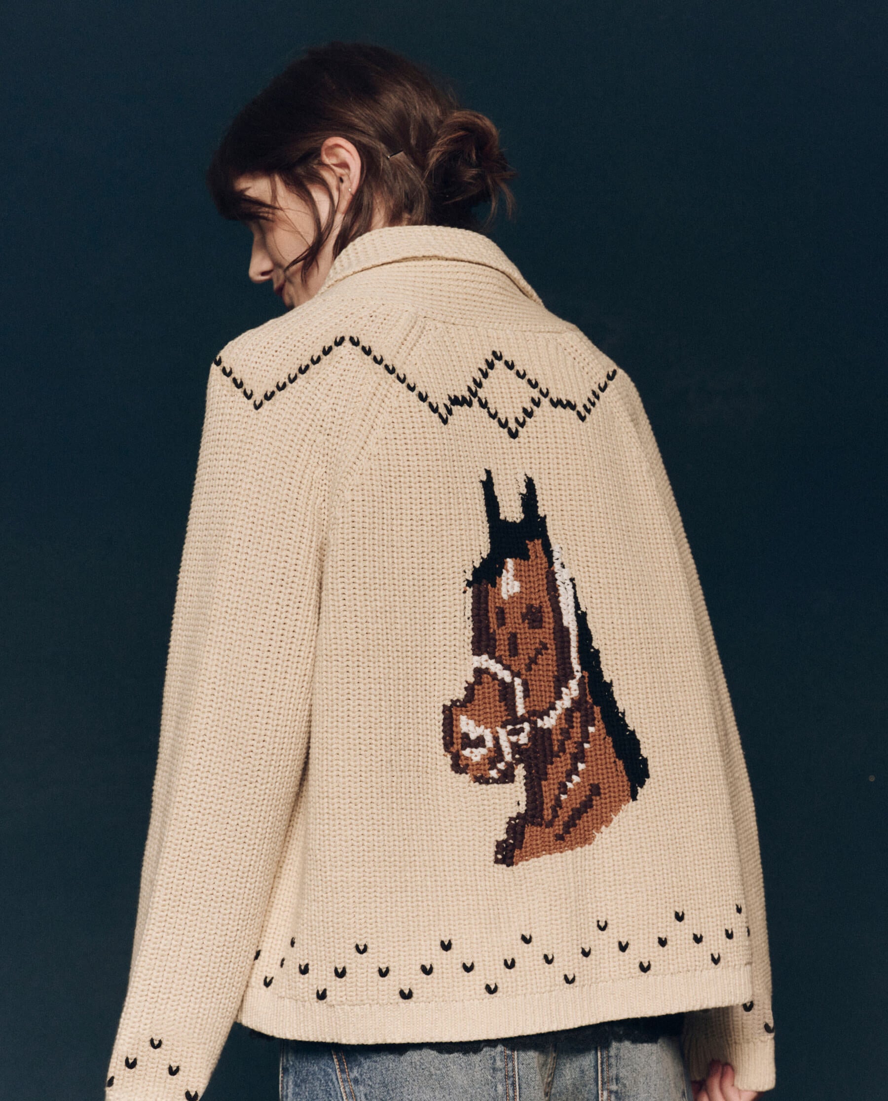 The Horse Lodge Cardigan. -- Cream SWEATERS THE GREAT. FALL 24 COLLECTORS