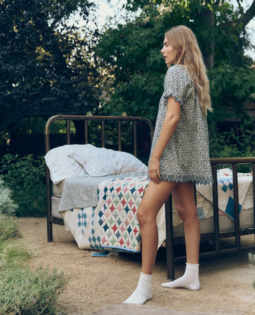 The Smocked Sleep Eyelet Dress. -- Bluebell Ditsy The Smocked Sleep Eyelet Dress. -- Bluebell Ditsy
