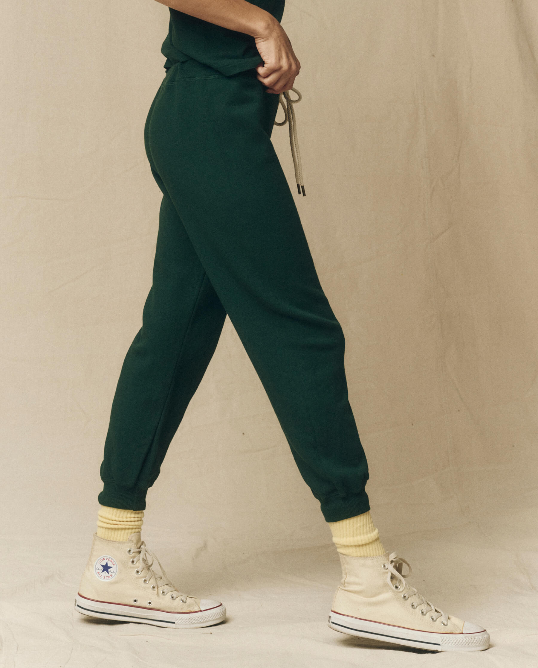 The Cropped Sweatpant. Solid -- Green Grove