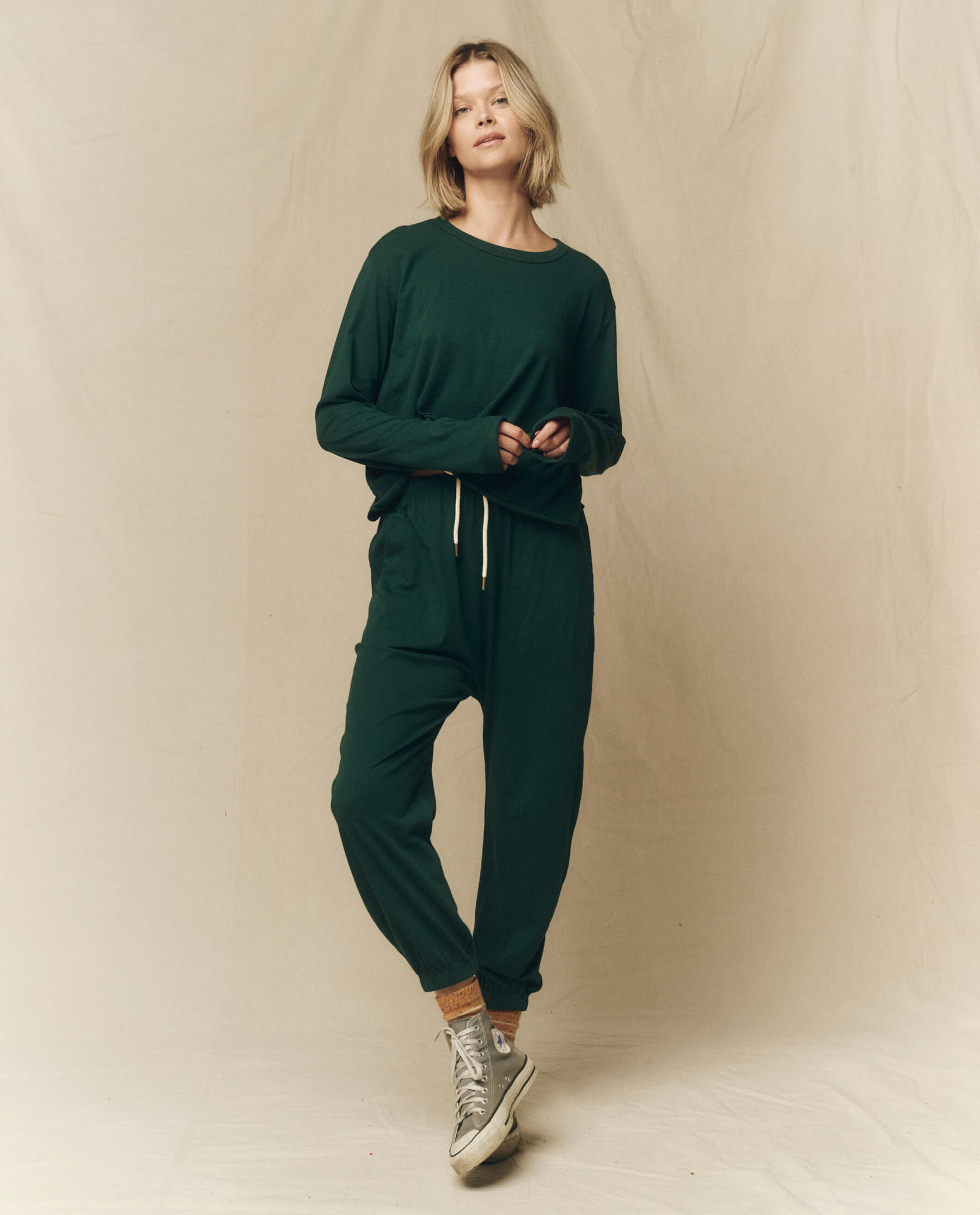 The Jersey Jogger Pant. -- Green Grove SWEATPANTS THE GREAT. FALL 23 KNITS