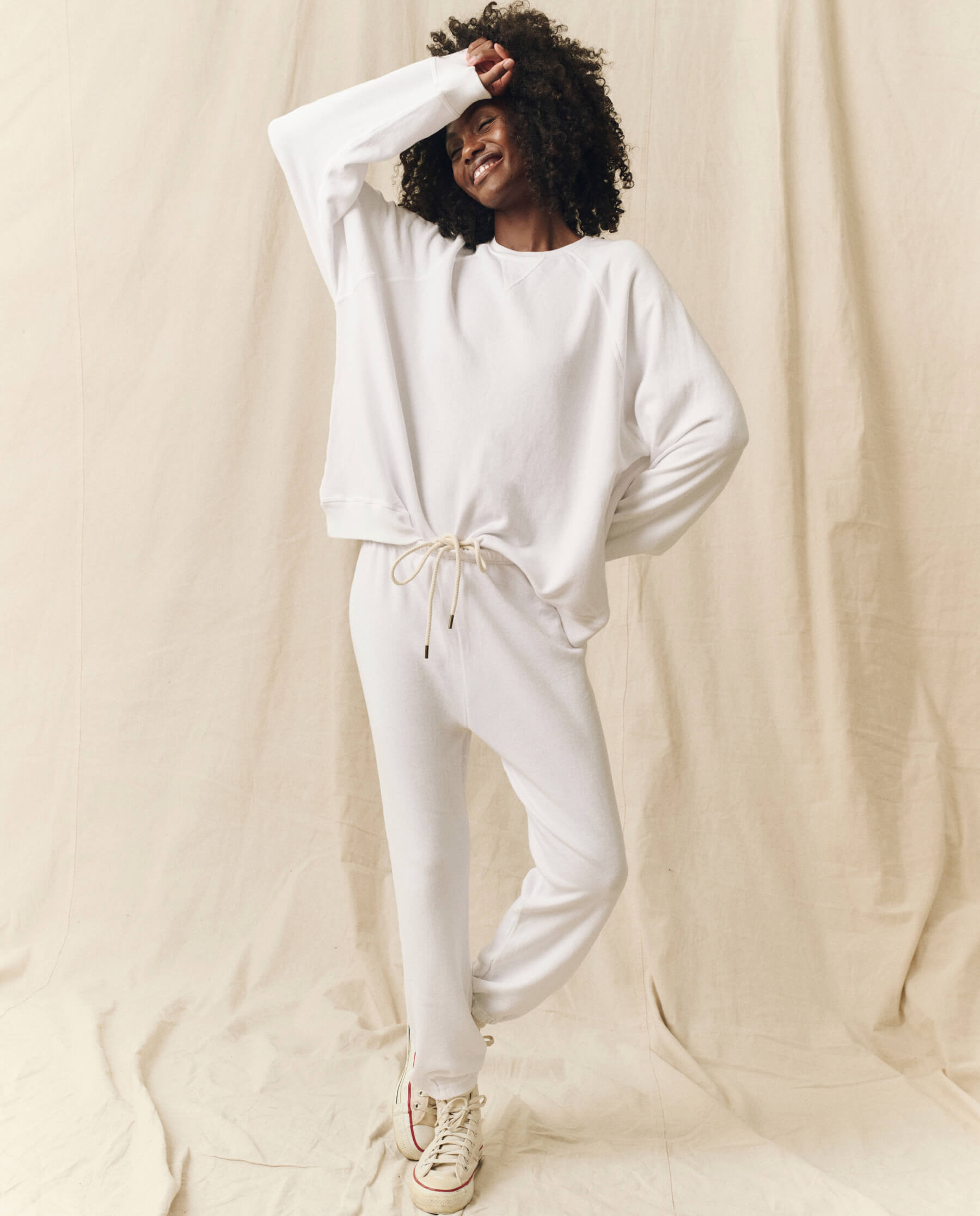 The Slouch Sweatshirt. Solid -- True White SWEATSHIRTS THE GREAT. SP24 KNITS