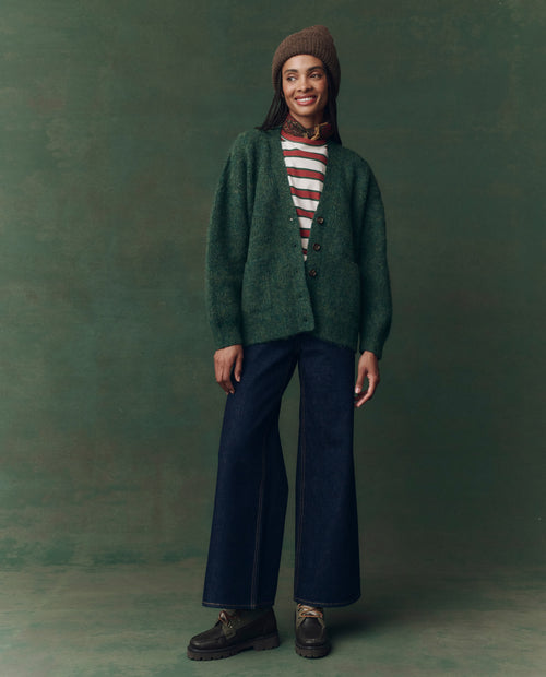 The Brushed Melange Cardigan. -- Meadow Green