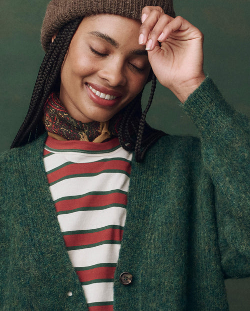 The Brushed Melange Cardigan. -- Meadow Green
