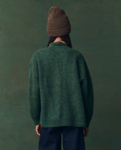 The Brushed Melange Cardigan. -- Meadow Green